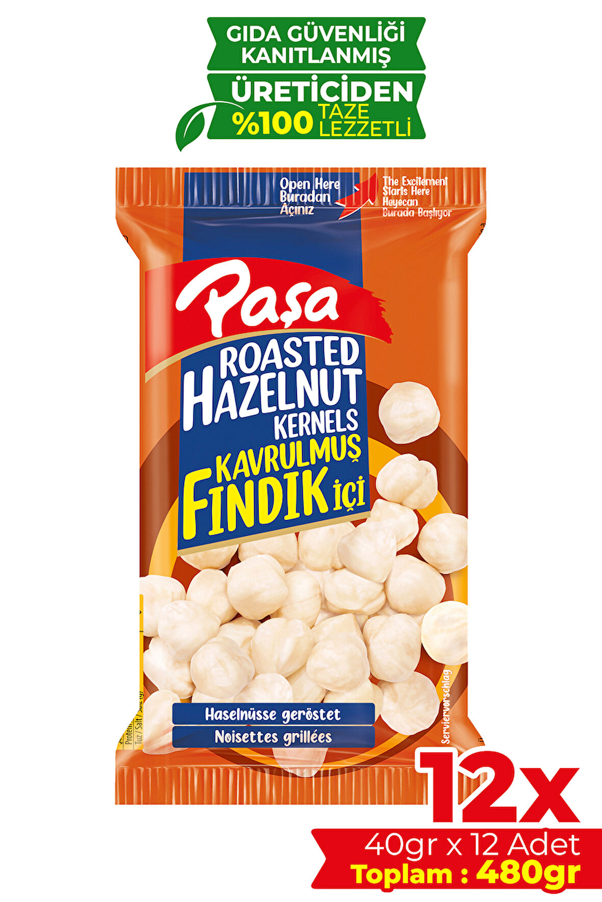 Kavrulmuş Fındık İçi 40 gr X 12 Adet (480 gr)