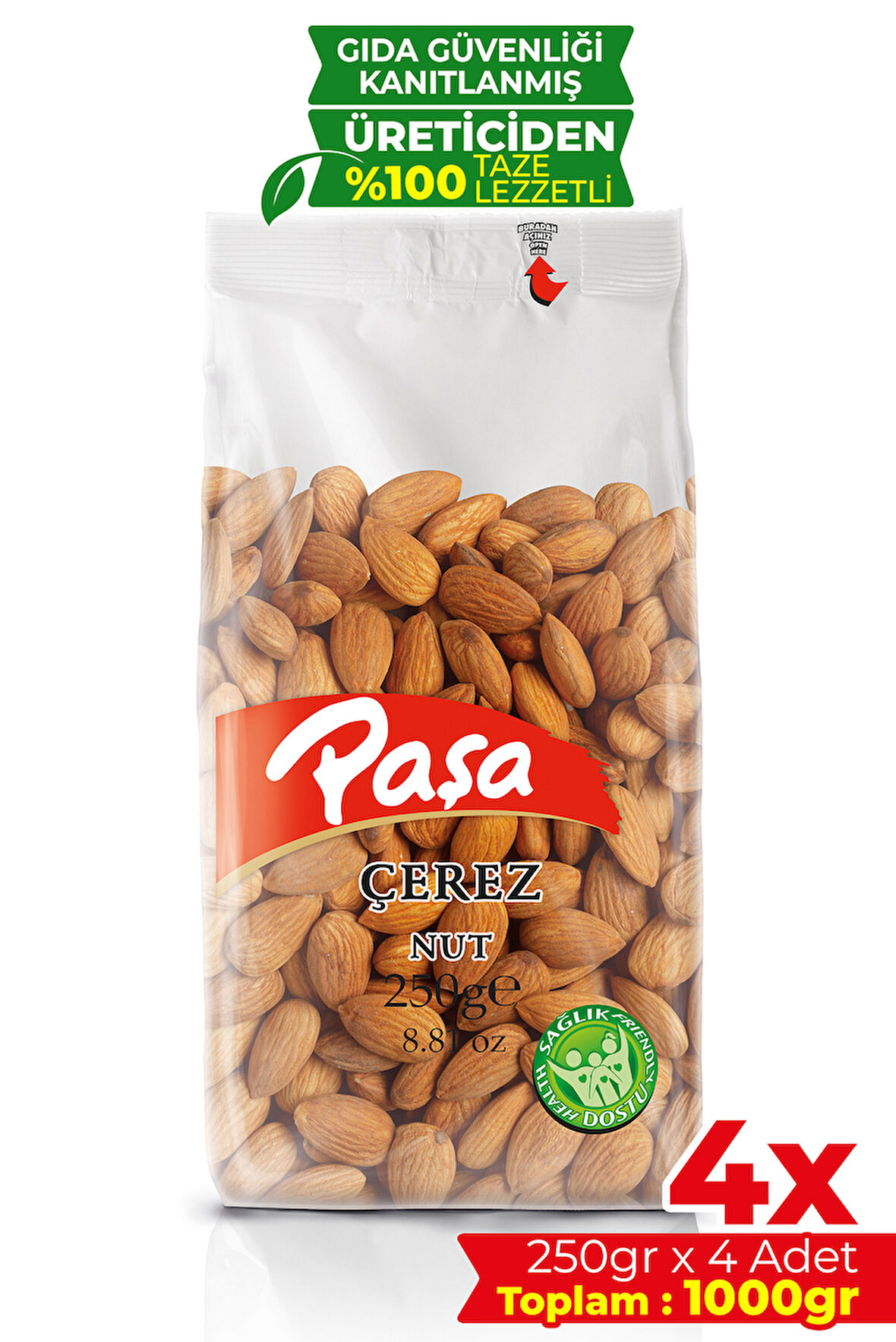 Çiğ Badem İçi 250 gr x 4 Adet (1 kg)