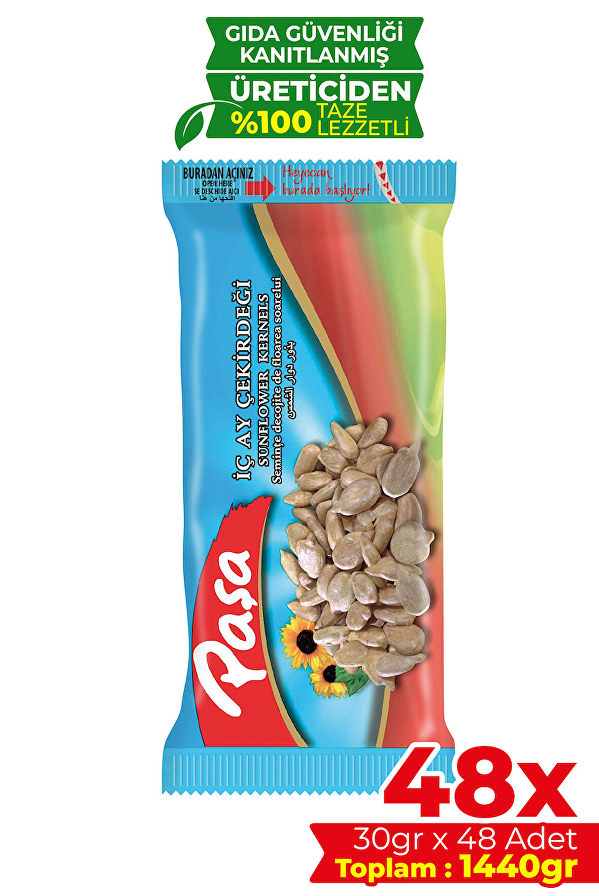 İşlenmiş İç Ay Çekirdeği 30 gr X 48 Adet (1440 gr)
