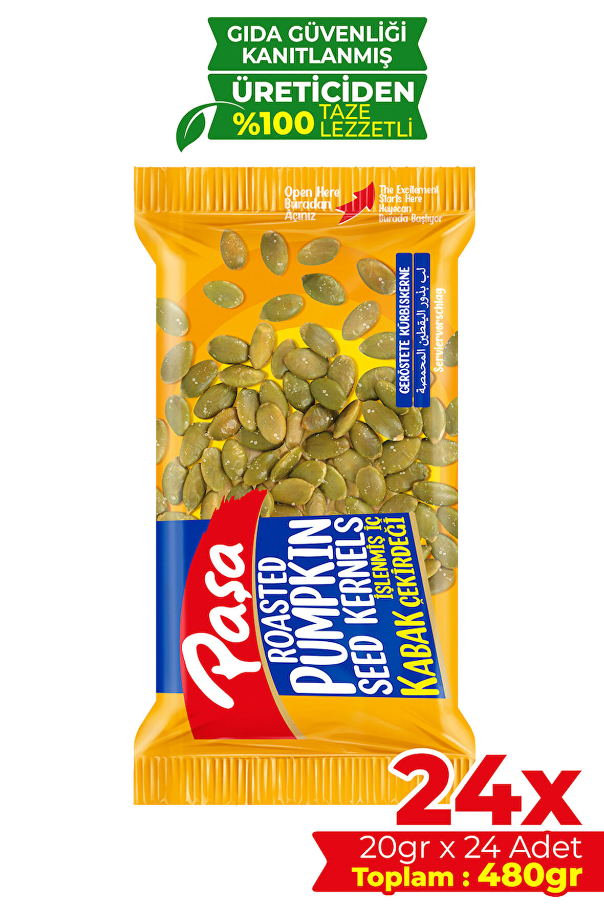 İşlenmiş İç Kabak Çekirdeği 20 gr x 24 Adet (480gr)