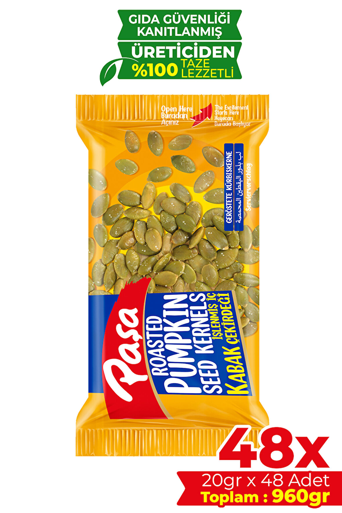 İşlenmiş İç Kabak Çekirdeği 20 gr x 48 Adet (960gr)