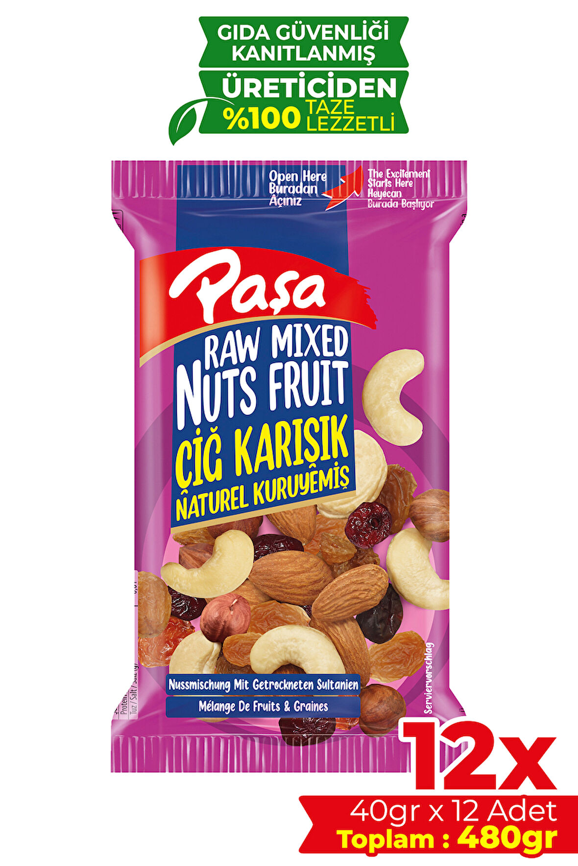Çiğ Karışık Kuruyemiş 40 gr X 12 Adet (480 gr)