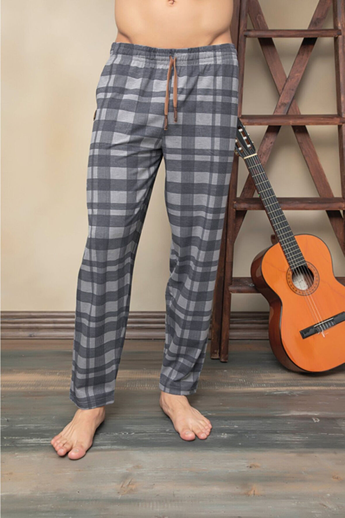 Kly Ekose Desen Tek Alt Pantalon