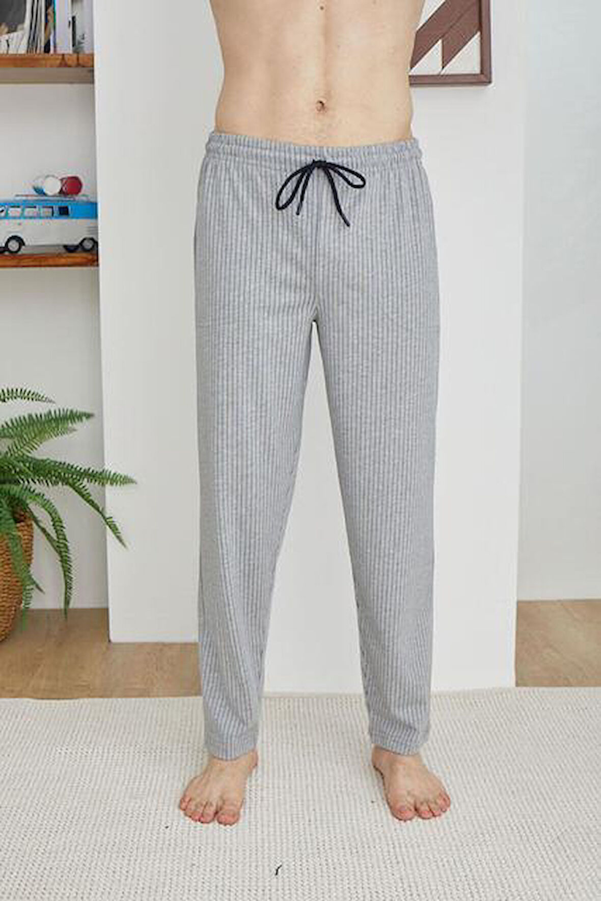 Kly 200 Gri Pamuklu Battal Tek Alt Pantalon 