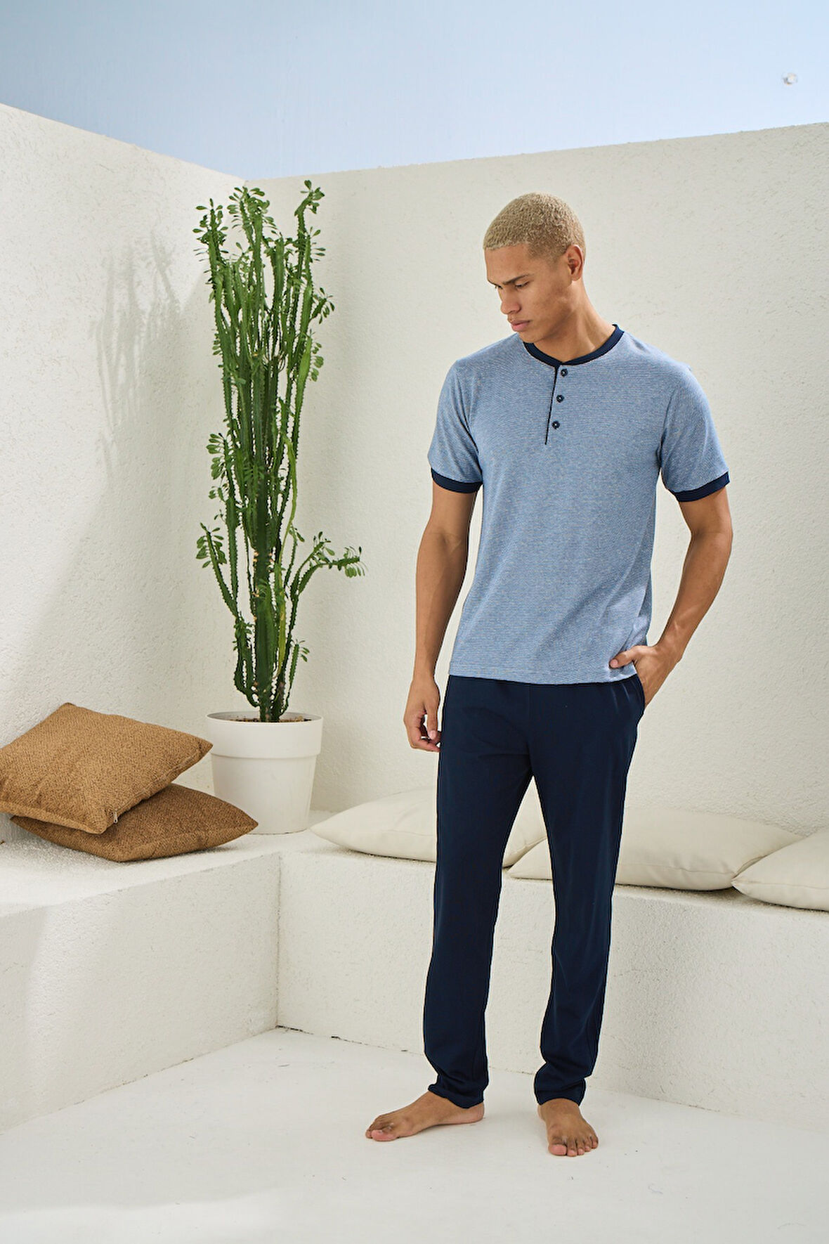 Kly Midi Yaka Yarım Kol Pijama Takımı 2091 