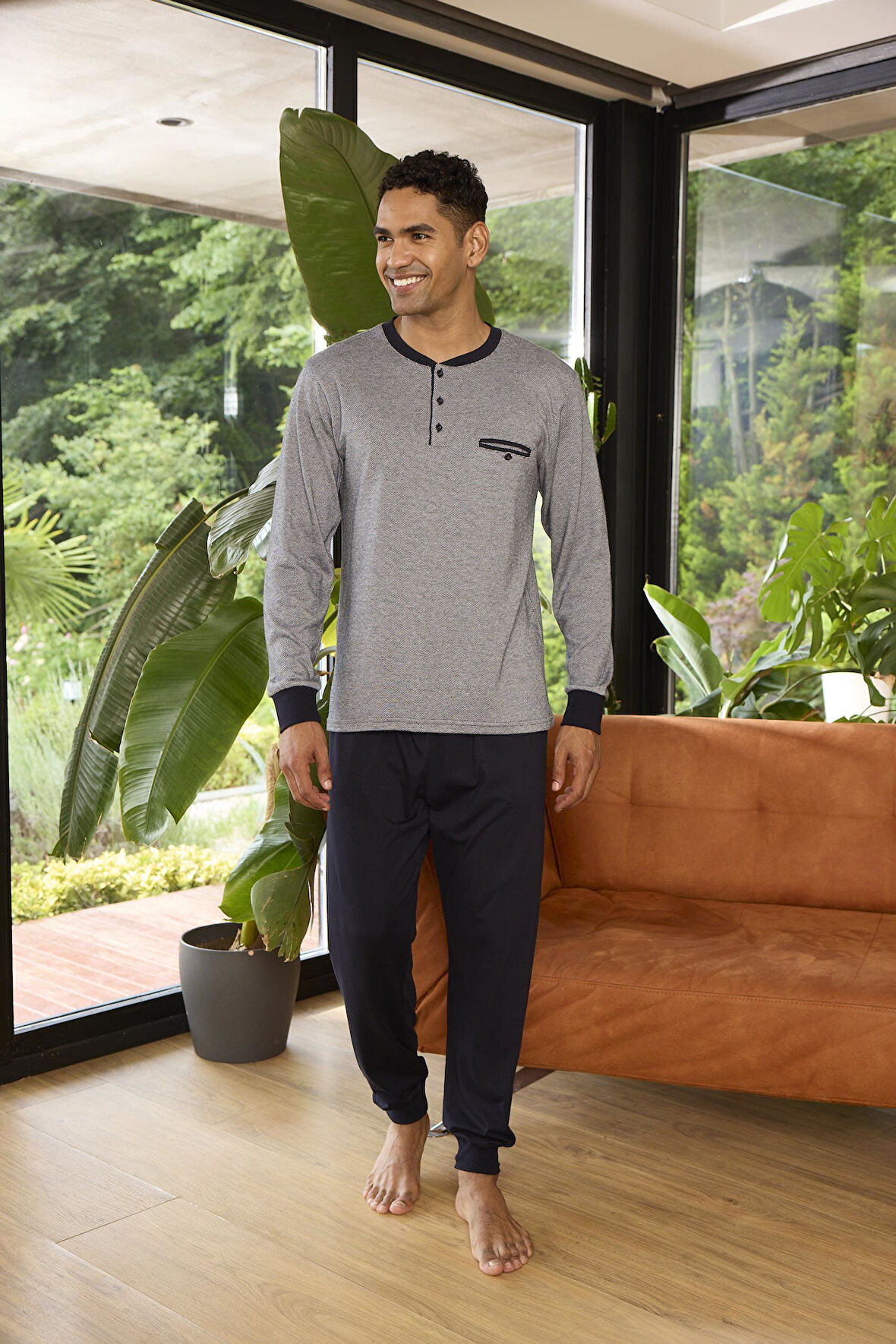 Kly Midi Yaka Pamuk Pijama Takımı 9261 