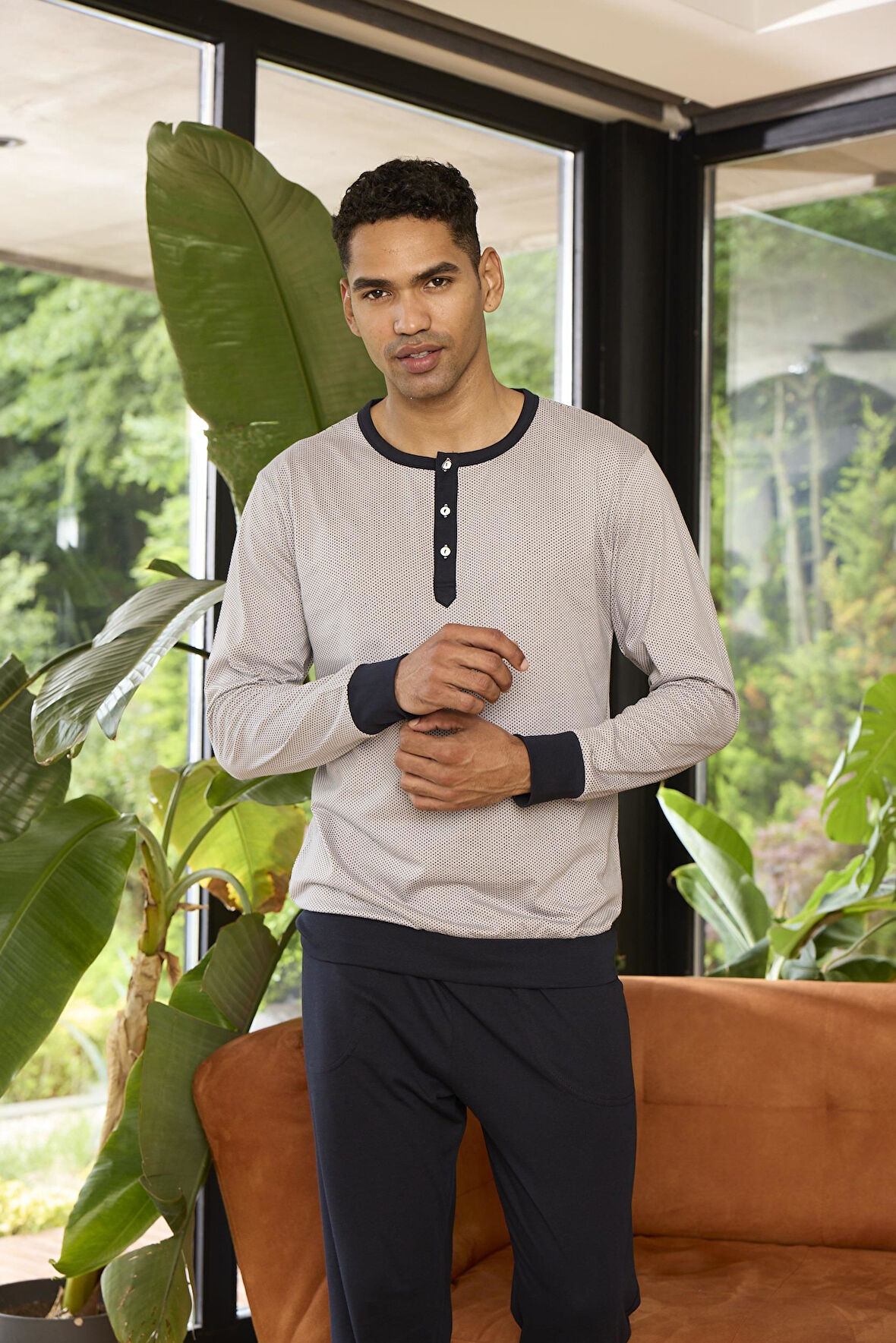 Kly Midi Yaka Pamuklu Pijama Takımı 9268 