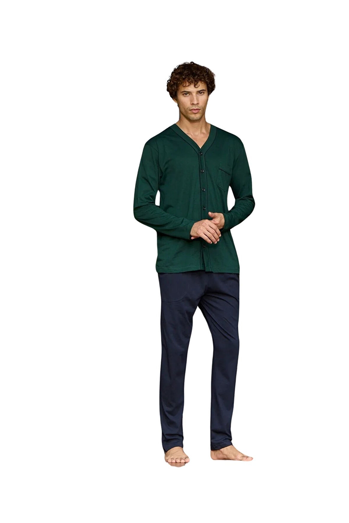 Kly Erkek Battal Boydan Düğmeli Pijama Takım 9134 