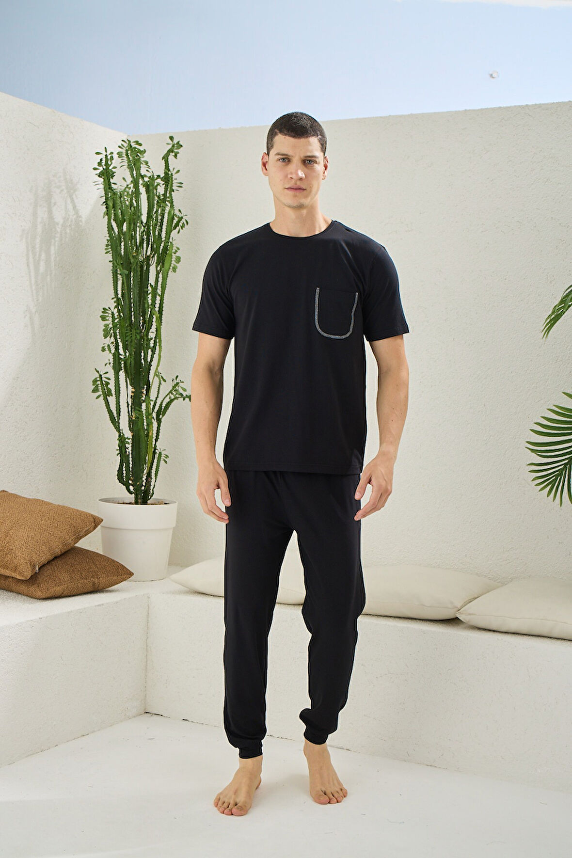 Kly O Yaka Ribana Paça Modal Pijama Takım 2089 