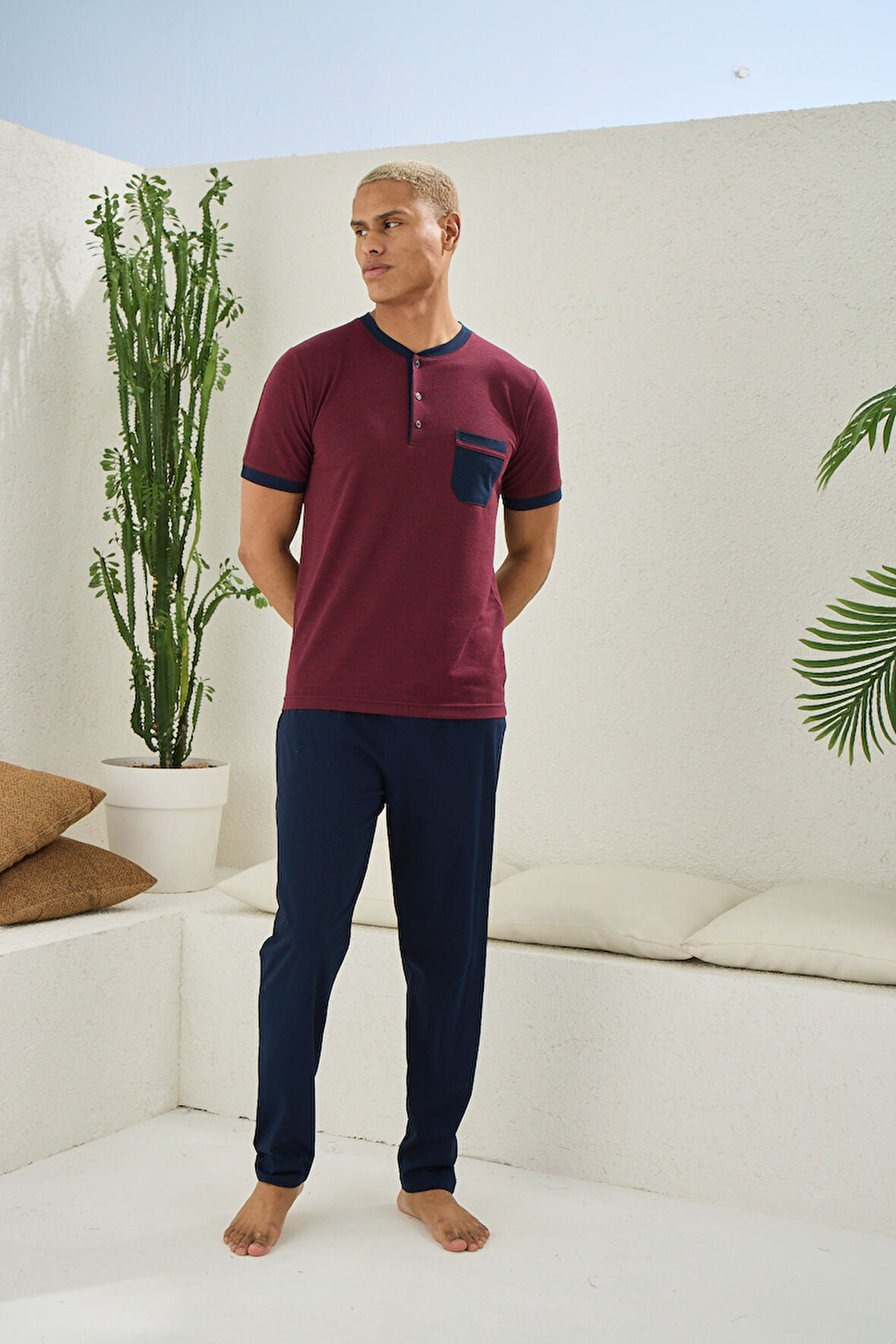 Kly Midi Yaka Yarım Kol Pijama Takımı 2097 