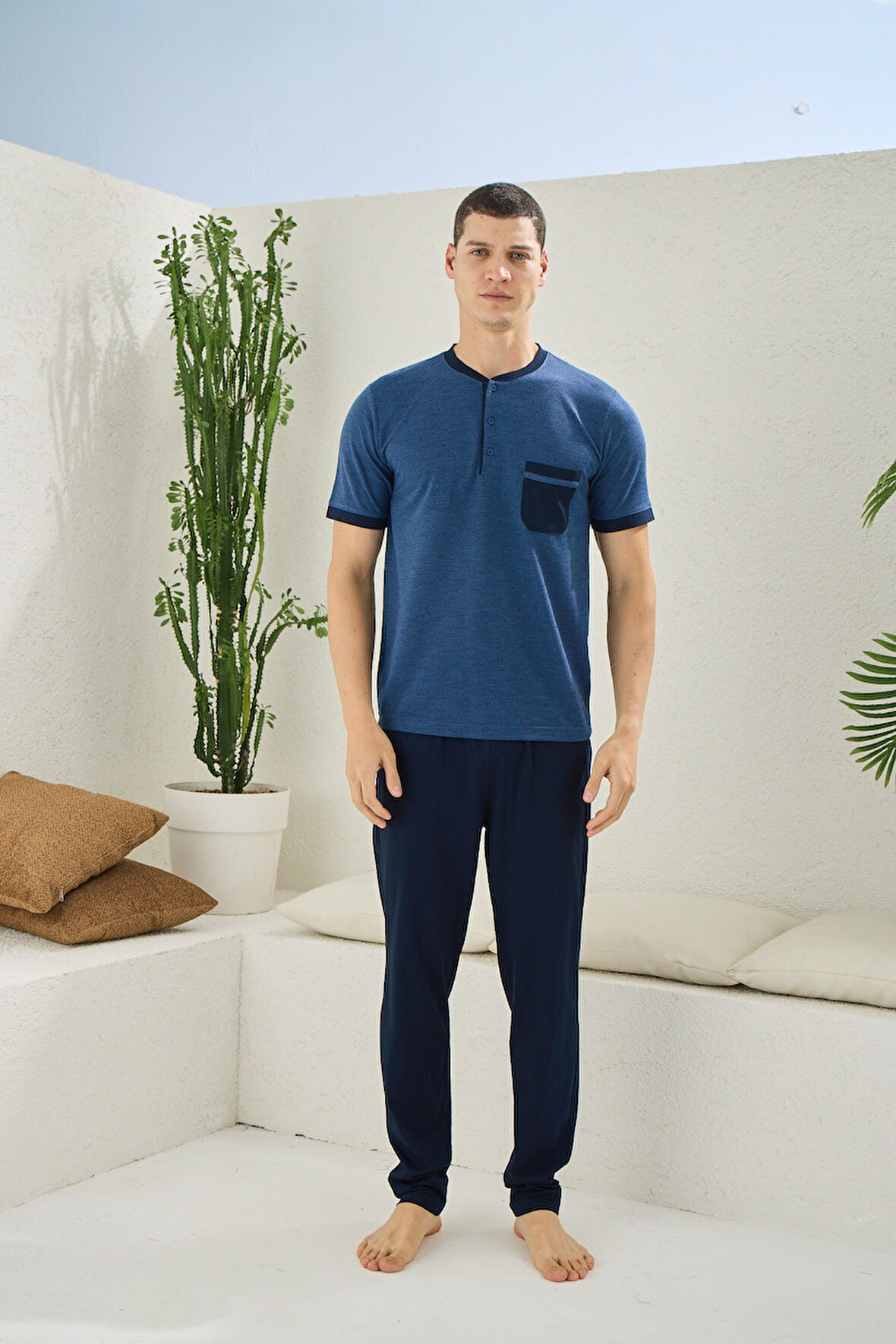 Kly Midi Yaka Yarım Kol Pijama Takımı 2097 