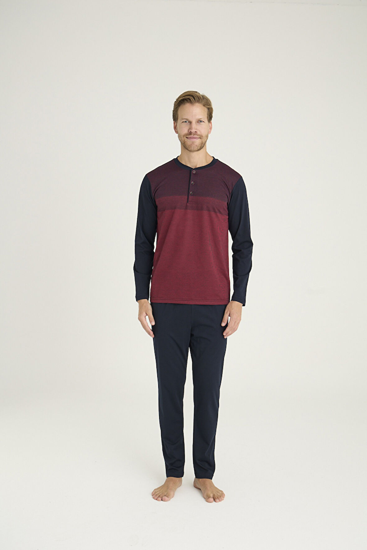 Kly Erkek Midi Yaka  Pijama 9218 