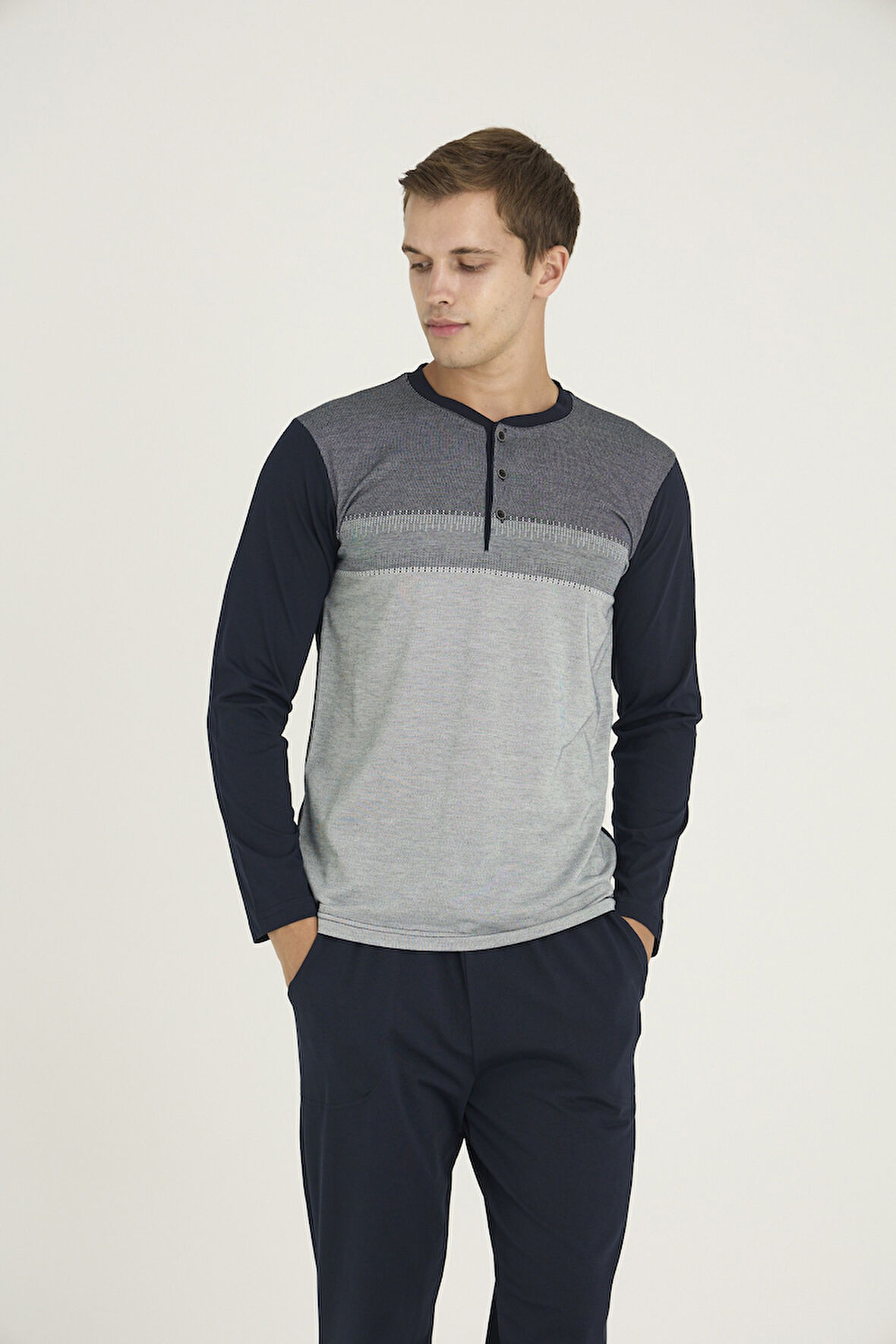 Kly Erkek Midi Yaka  Pijama 9218 