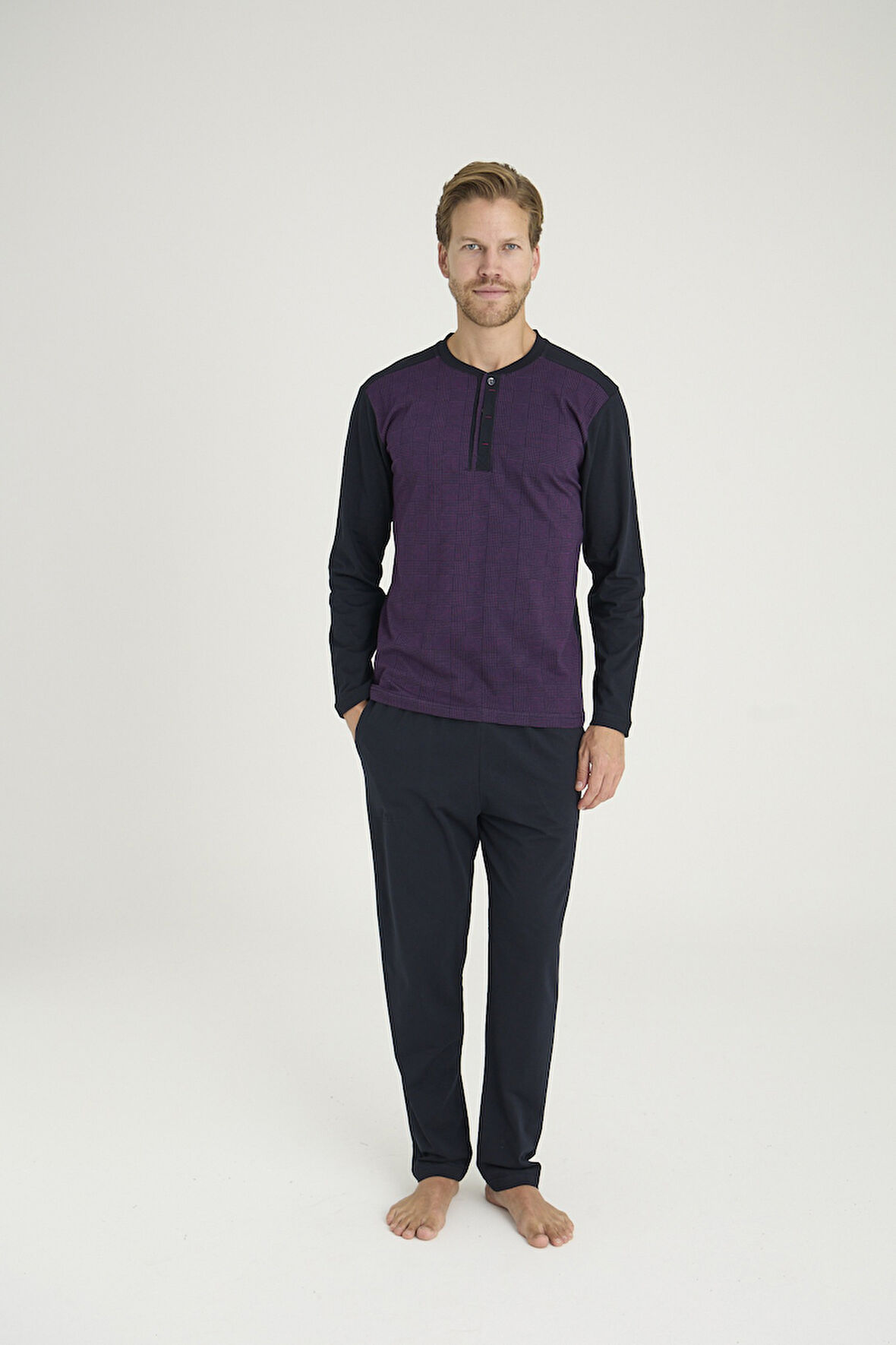 Kly Battal Midi Yaka Pijama Takımı 9110 