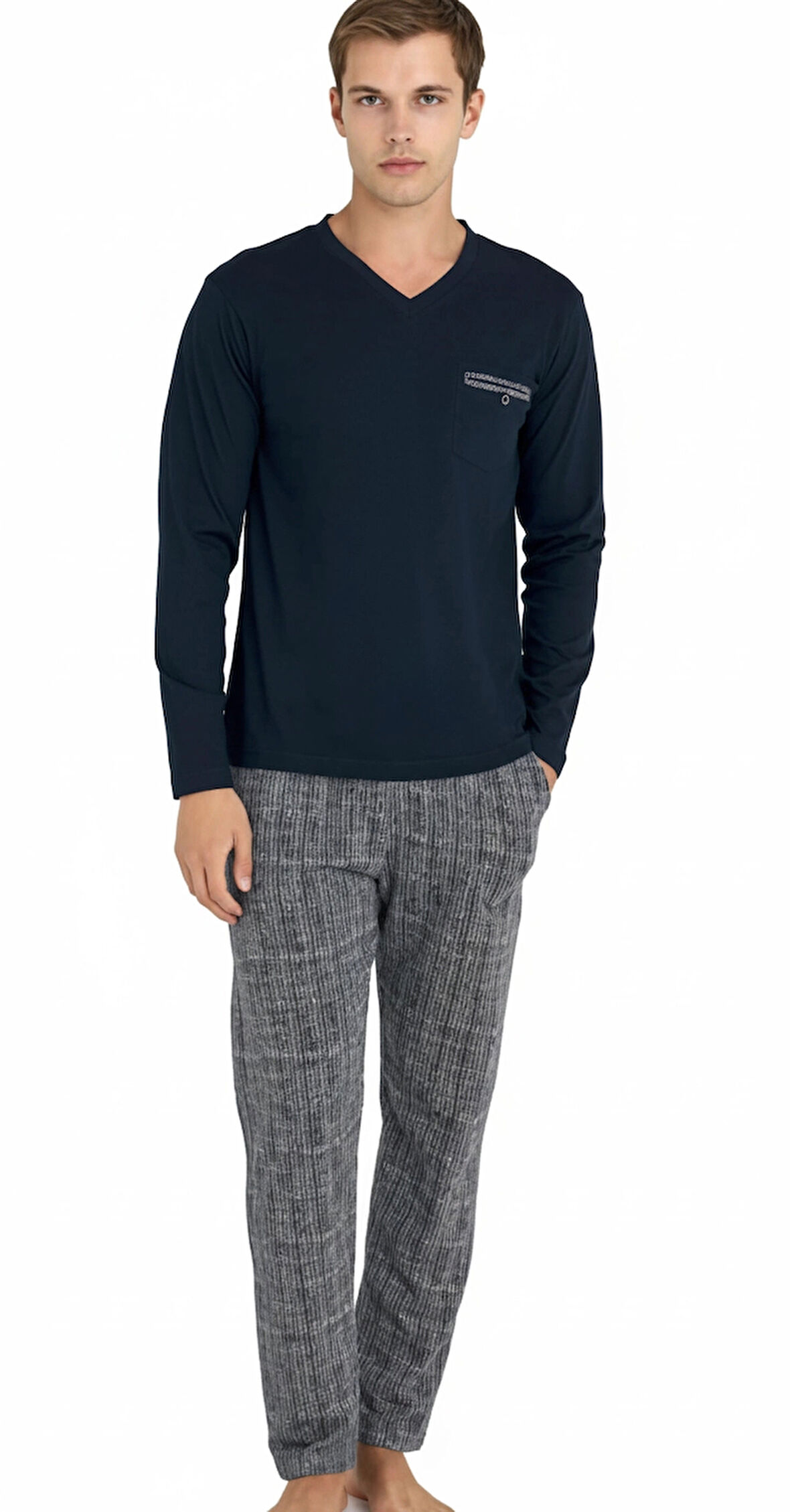 Kly V Yaka Pijama Takımı   9214