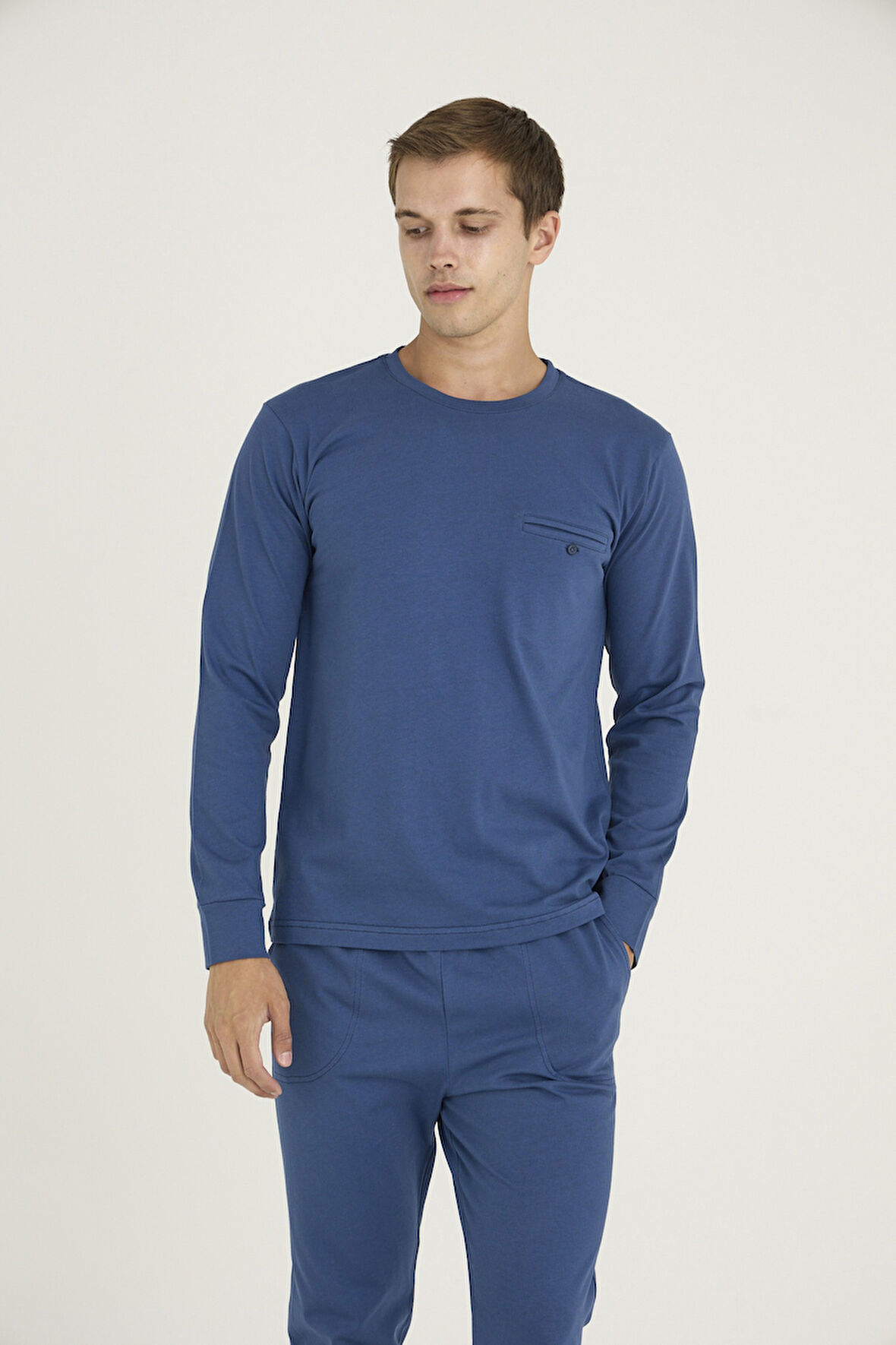 KLY O Yaka Kol Paça Ribanalı  Erkek Pijama Takım 6013 