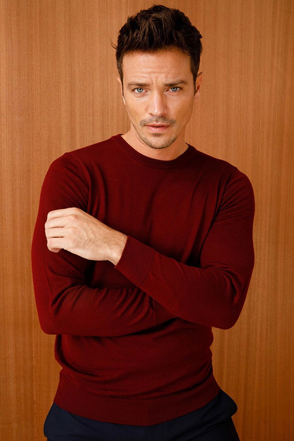 Desen Triko Erkek Basic Sıfır Yaka İnce Triko Kazak 02421603 Bordo