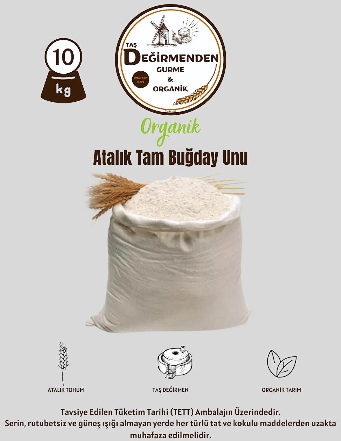 Organik Atalık Tam Buğday Unu - 10 Kilo