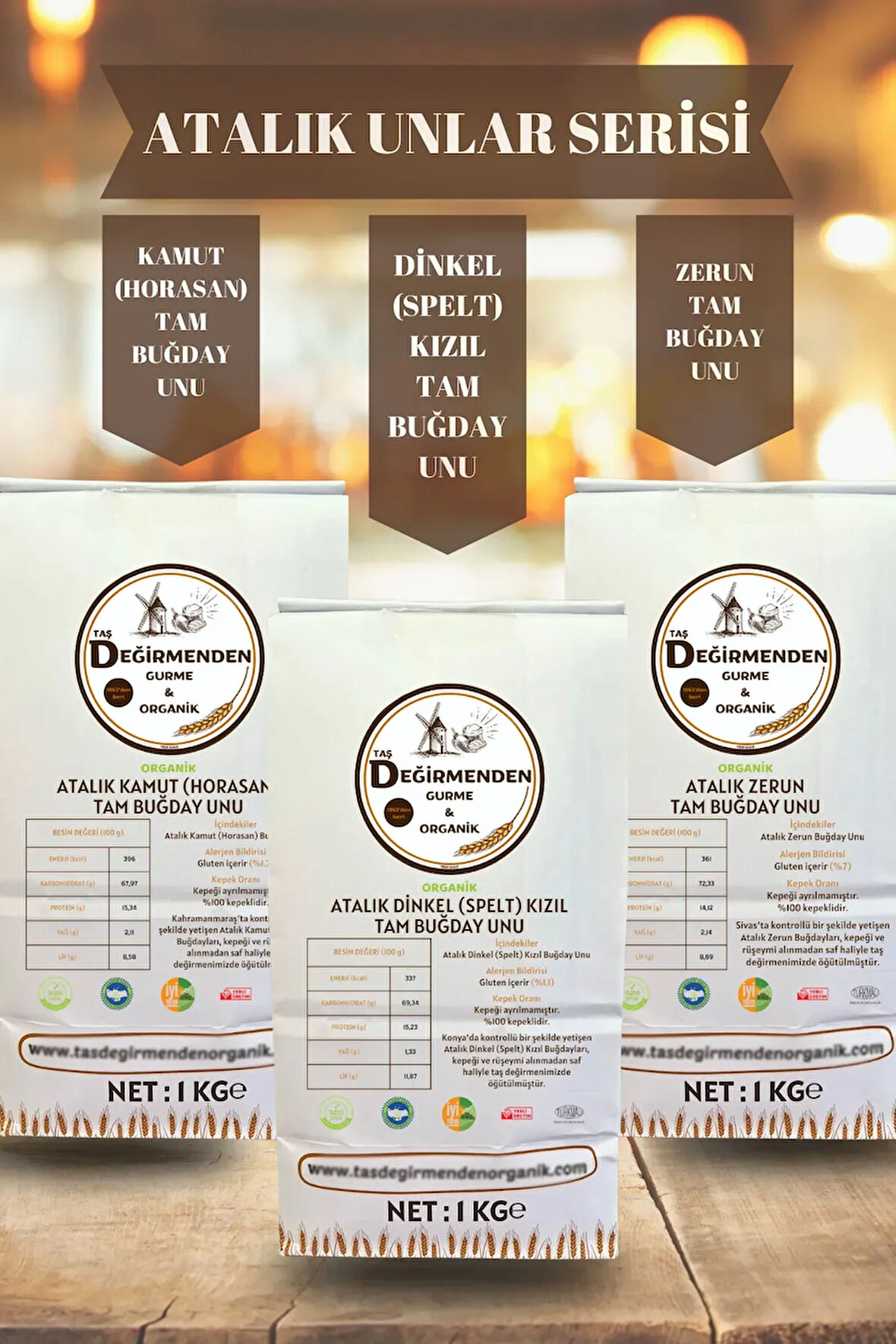 Organik Atalık Unlar Seti 2 (Dinkel-Kamut-Zerun)