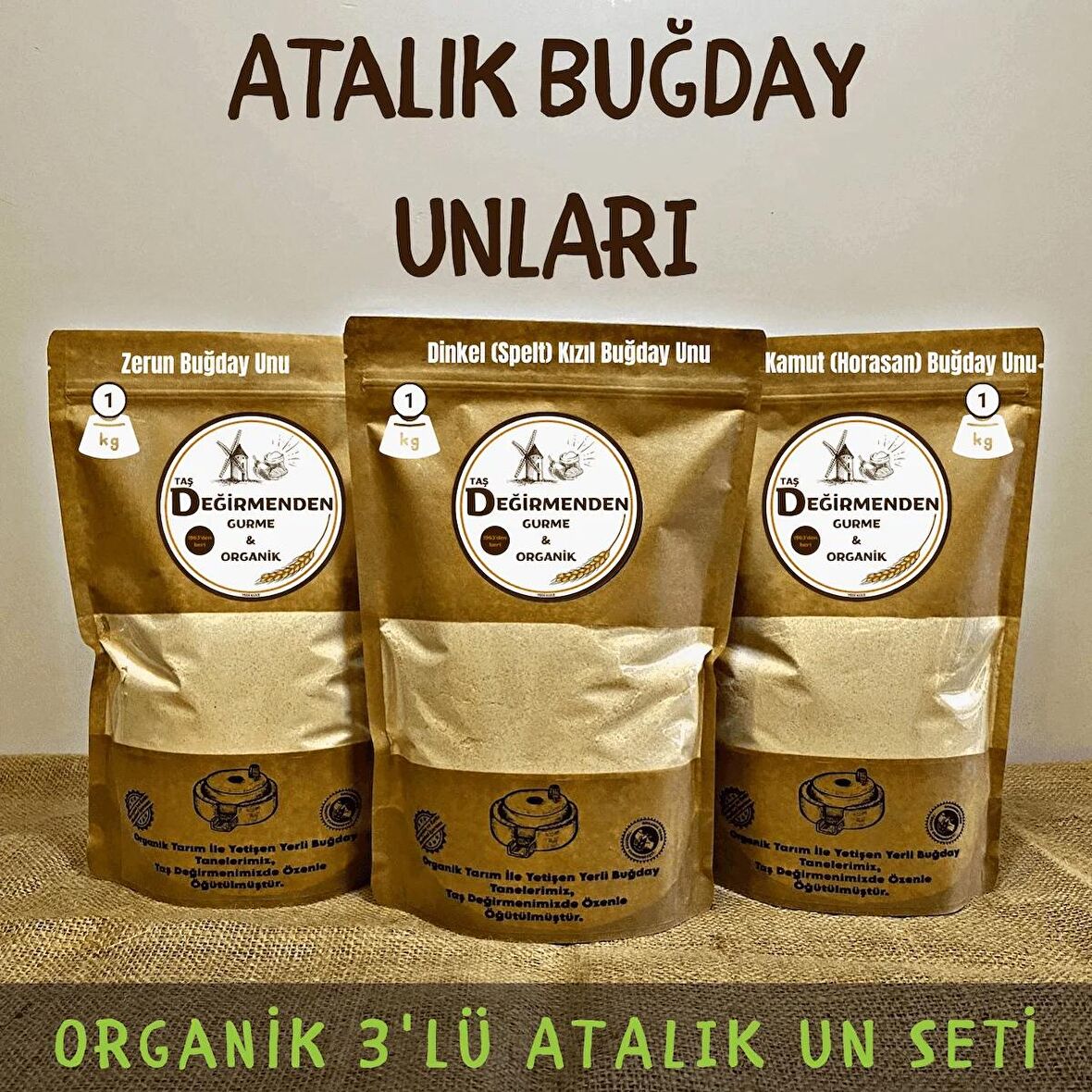 Organik Atalık Unlar Seti (Dinkel-Kamut-Zerun)