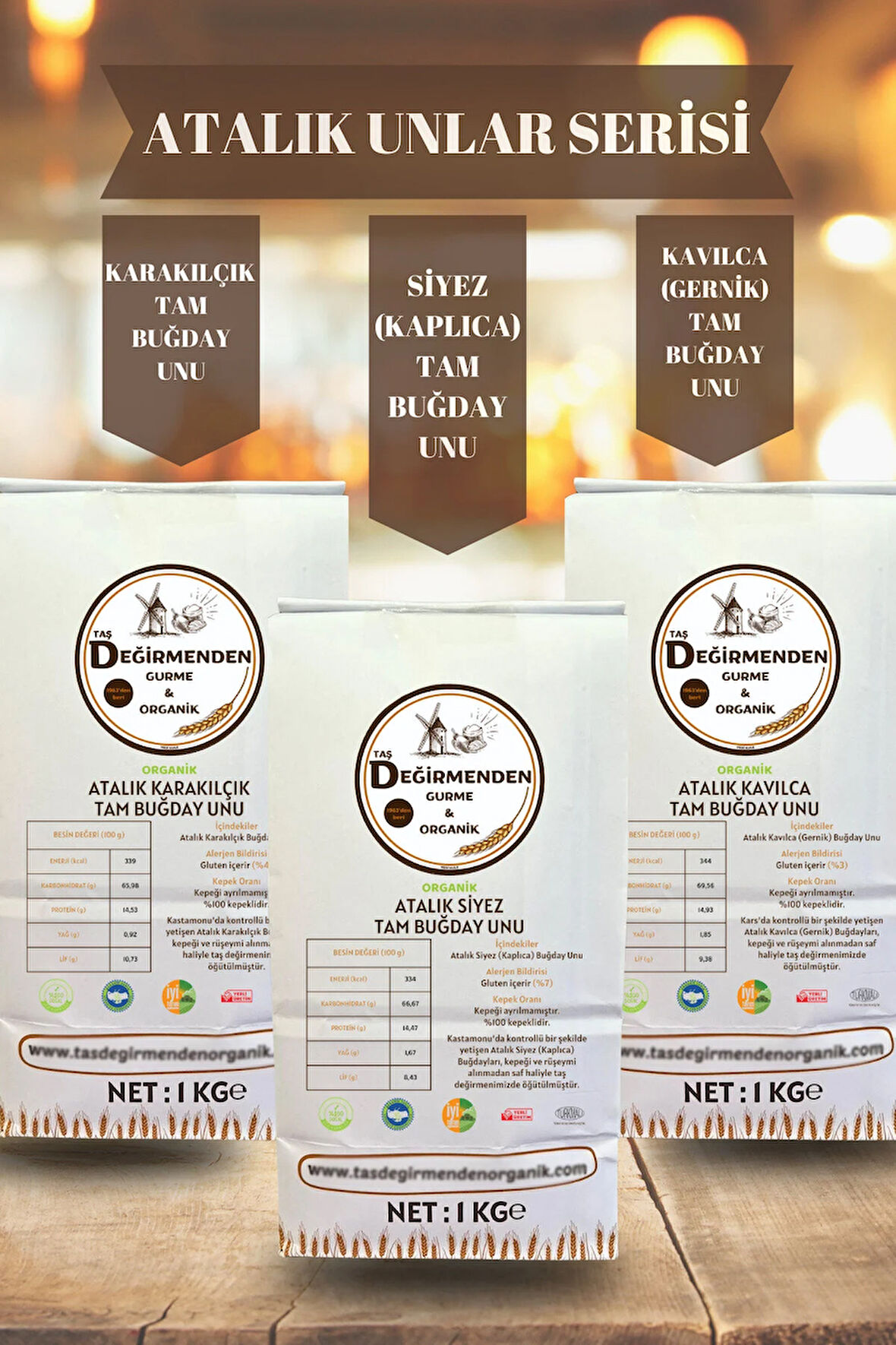Organik Atalık Unlar Seti 1 (Siyez-Karakılçık-Kavılca)