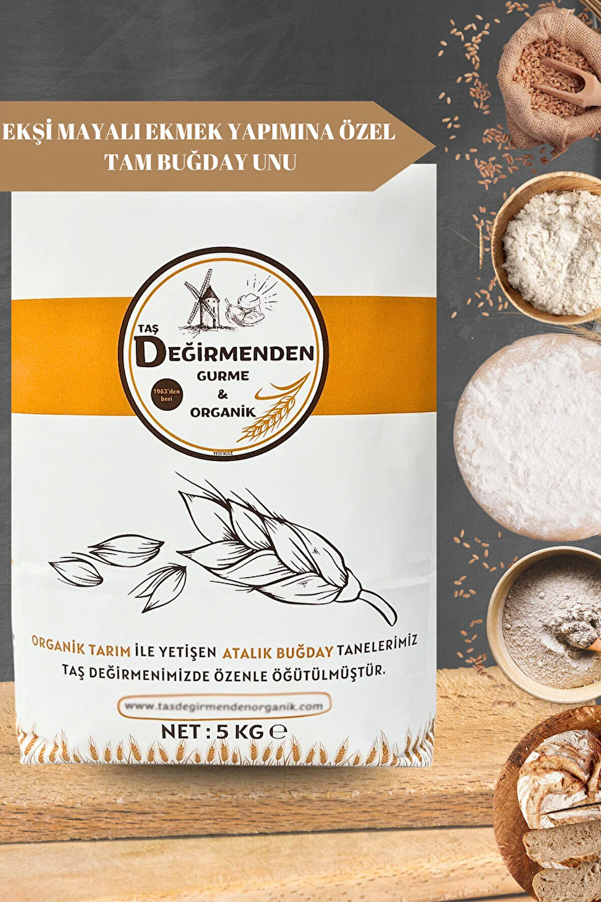 Atalık Ekşi Mayalı Ekmek Yapımına Özel Tam Buğday Unu - 5 Kilo