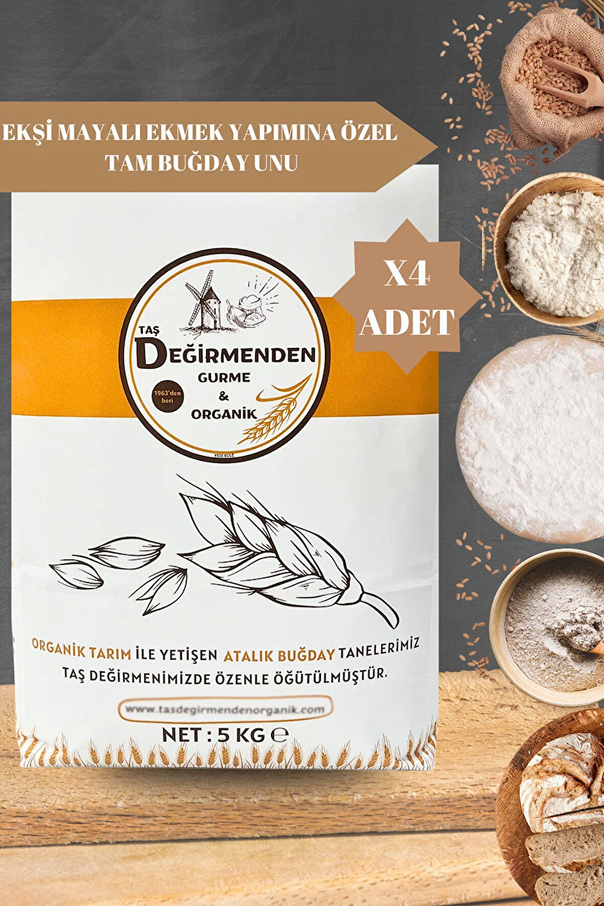 Atalık Ekşi Mayalı Ekmek Yapımına Özel Tam Buğday Unu - 20 Kilo