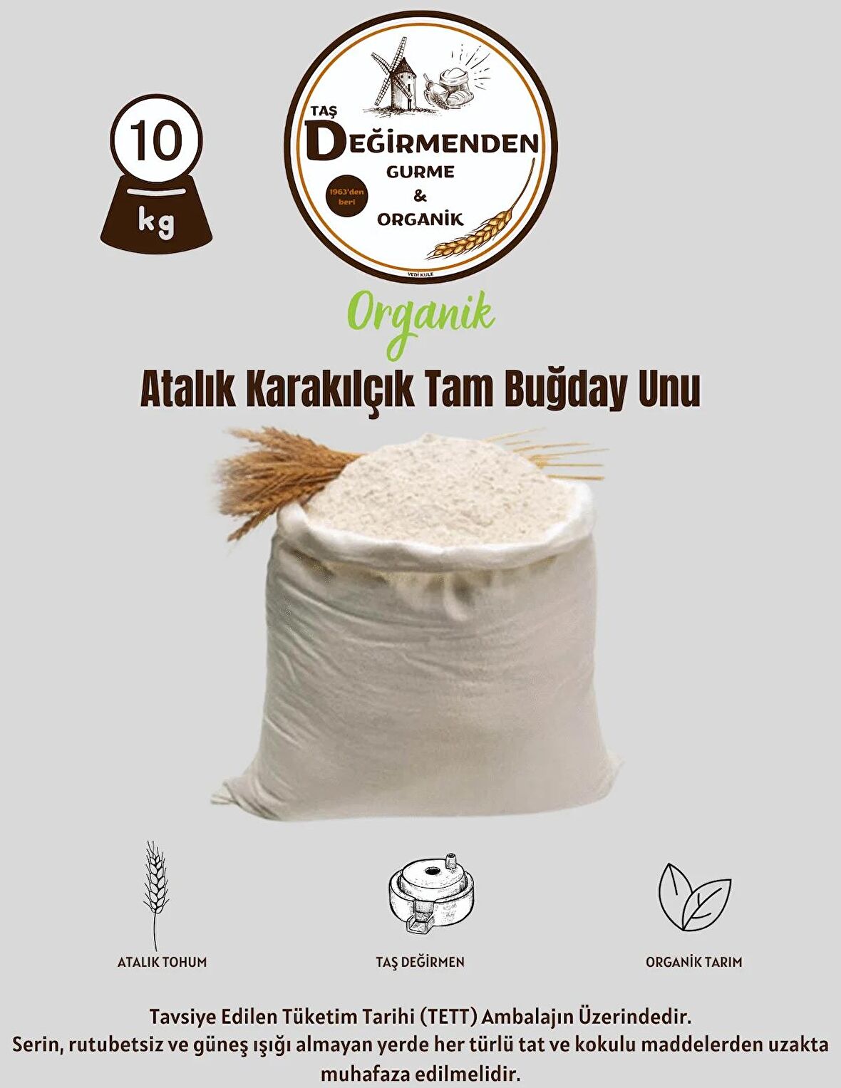 Organik Atalık Karakılçık Tam Buğday Unu - 10 Kilo