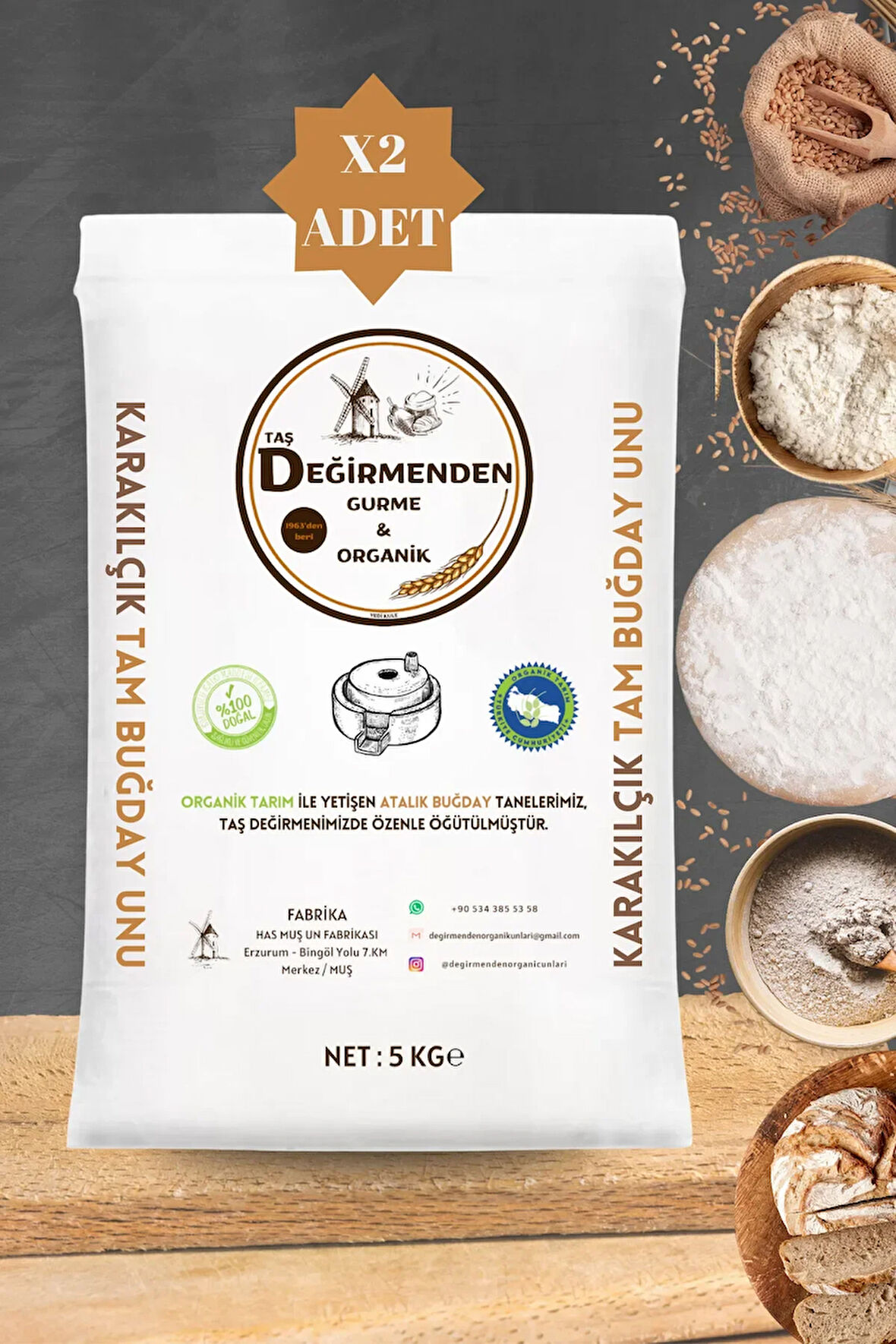 Organik Atalık Karakılçık Tam Buğday Unu - 10 Kilo