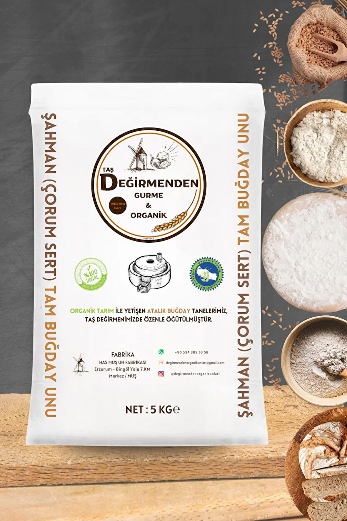 Organik Atalık Şahman Tam Buğday Unu - 5 Kilo