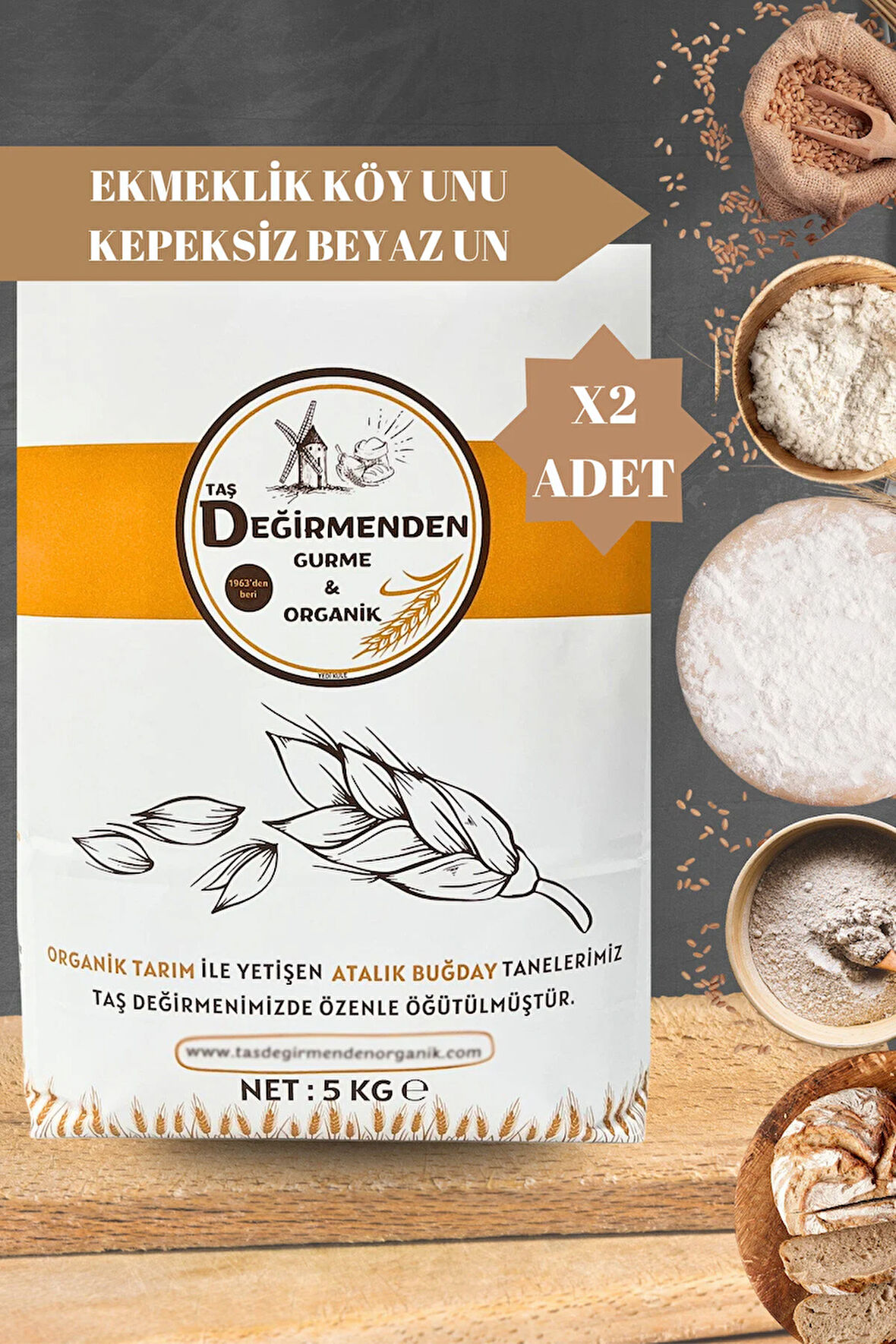 Atalık Ekmeklik Köy Unu - Kepeksiz Beyaz Un - 10 Kilo