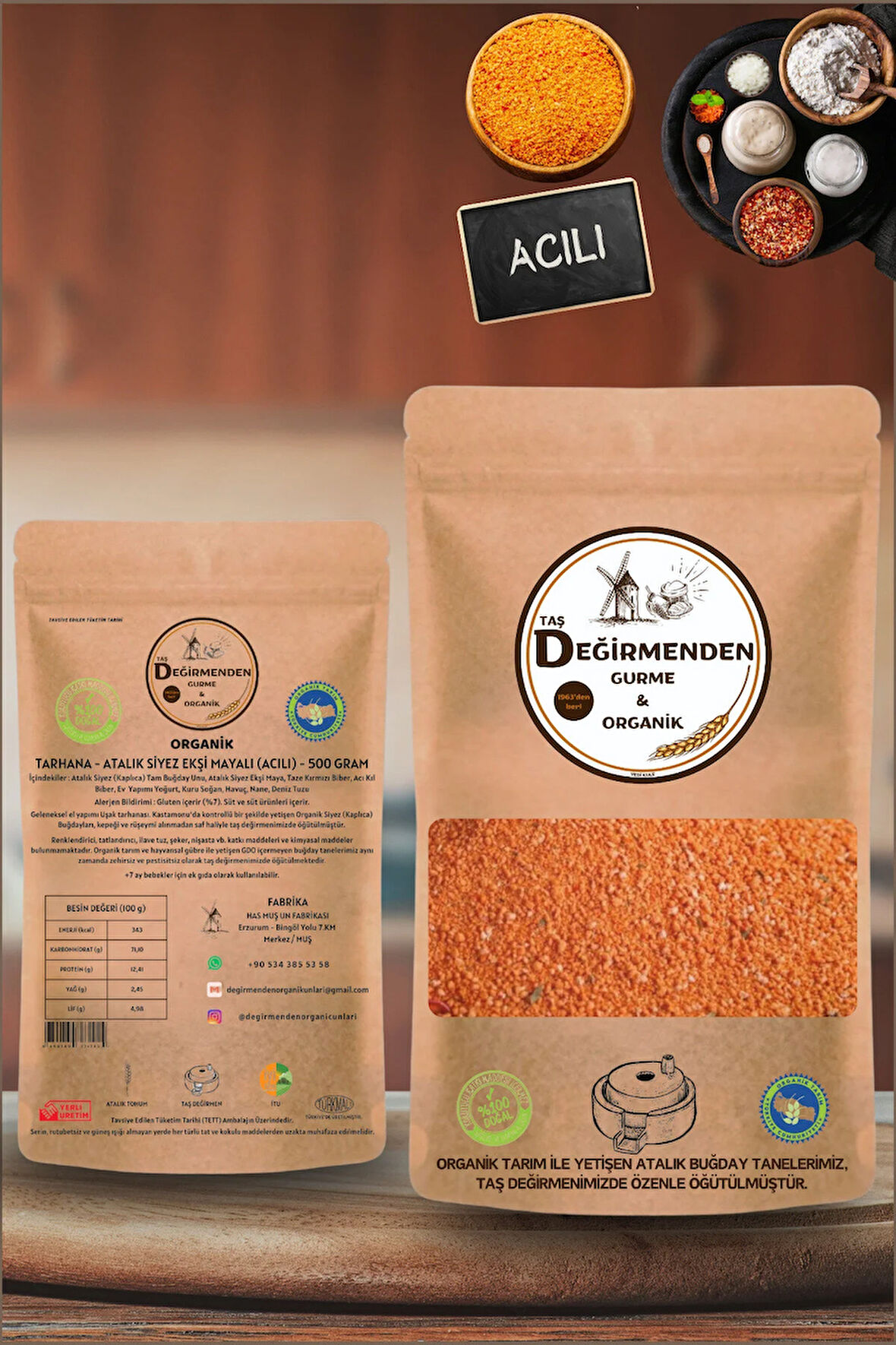 Atalık Tarhana Acılı - Siyez Unlu, Siyez Ekşi Mayalı - 500 Gram