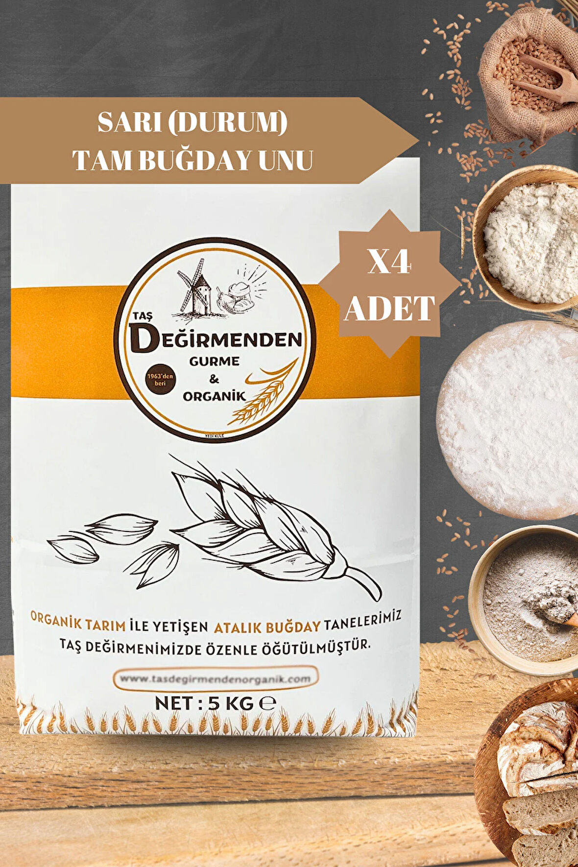 Atalık Sarı (Durum) Tam Buğday Unu - 20 Kilo