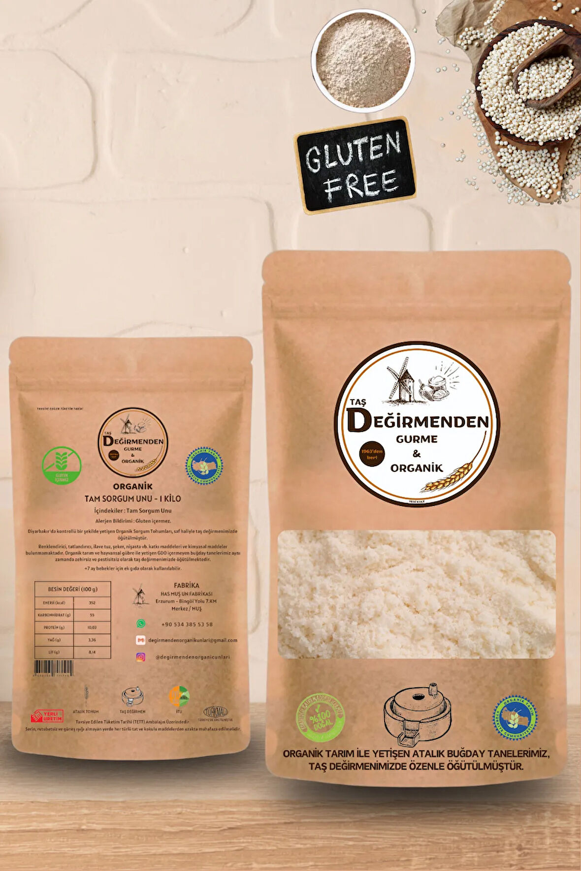 Organik Tam Sorgum Unu (Gluten İçermez) - 1 Kilo
