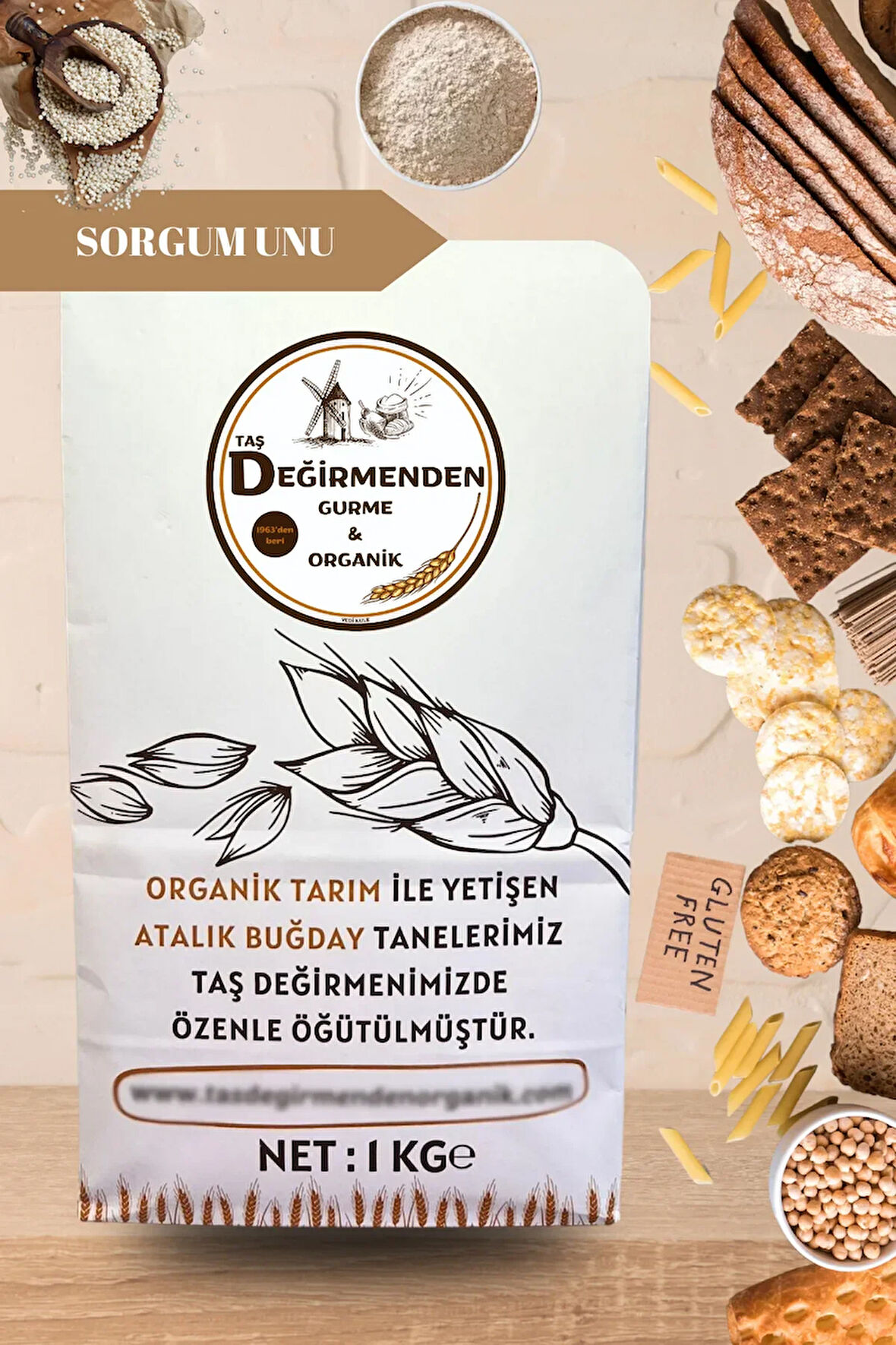 Organik Tam Sorgum Unu (Gluten İçermez) - 1 Kilo