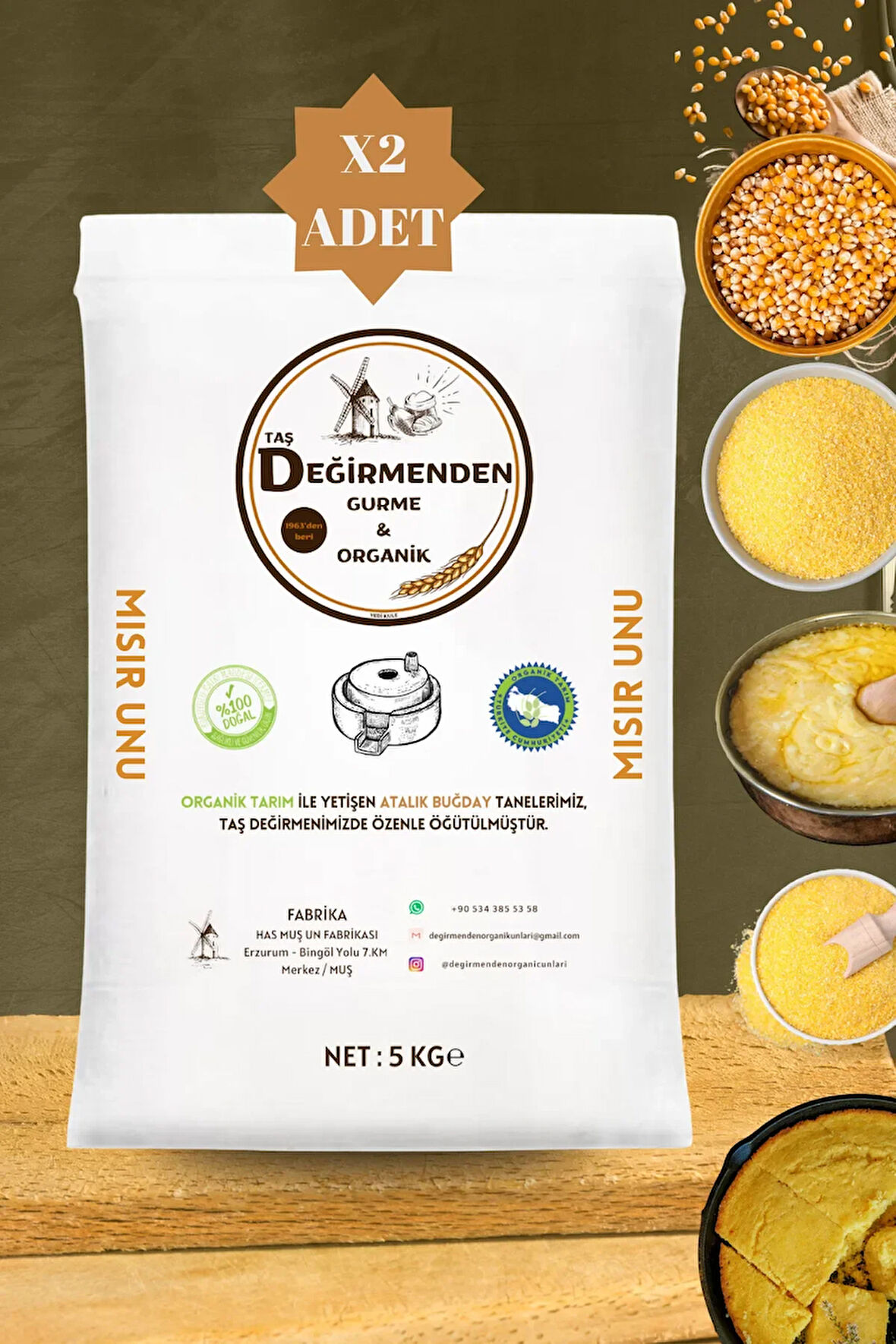 Organik Atalık Mısır Unu - 10 Kilo