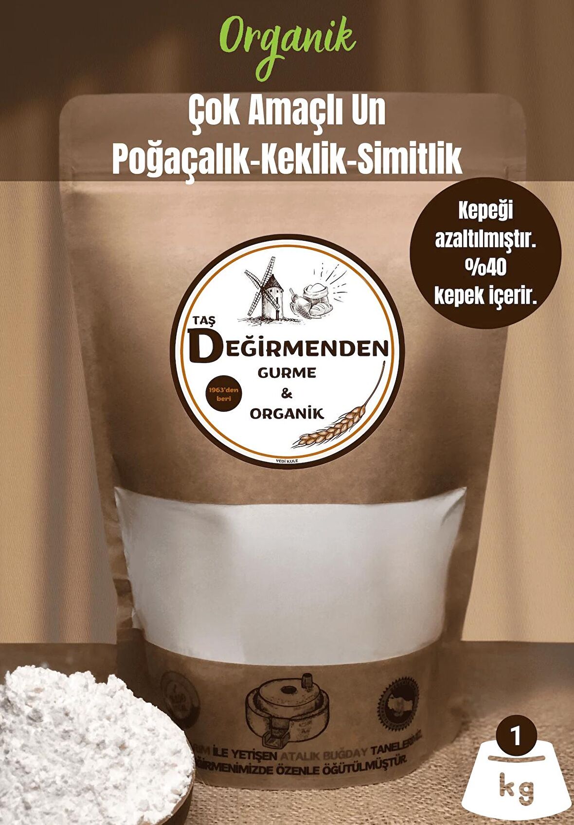 Organik Atalık Çok Amaçlı Un - Poğaçalık-Keklik-Simitlik - 1 Kilo