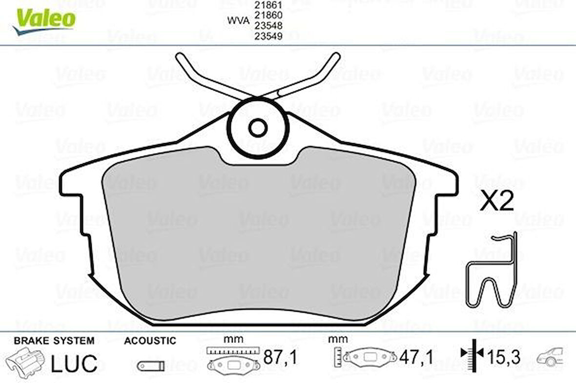 Mitsubıshı Arka Fren Balatası Mitsubıshı Carısma 96-06 Colt 04-10 Spacestar 98-04 Persona Wira 00-02 Volvo S40 - Valeo 670319