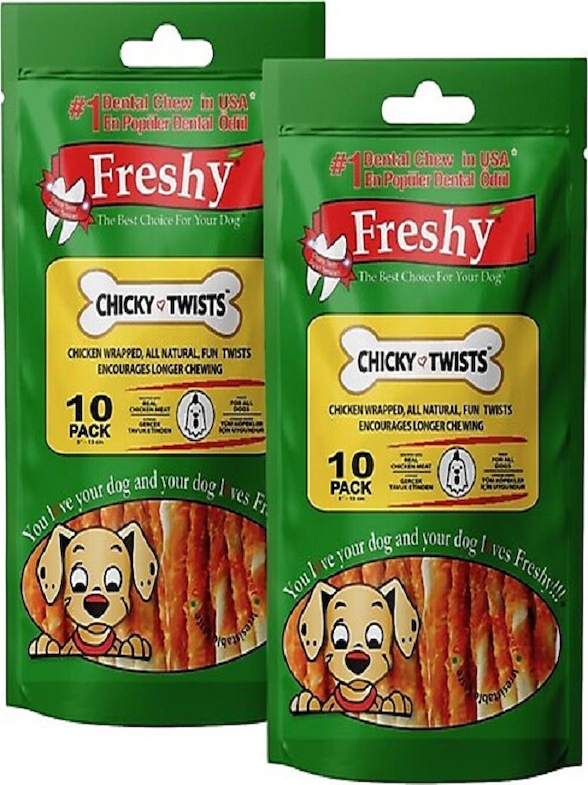 Freshy Chicky Twists Tavuklu Köpek Ödül Çubuk Mama 2 X 90 gr. (2 Adet)