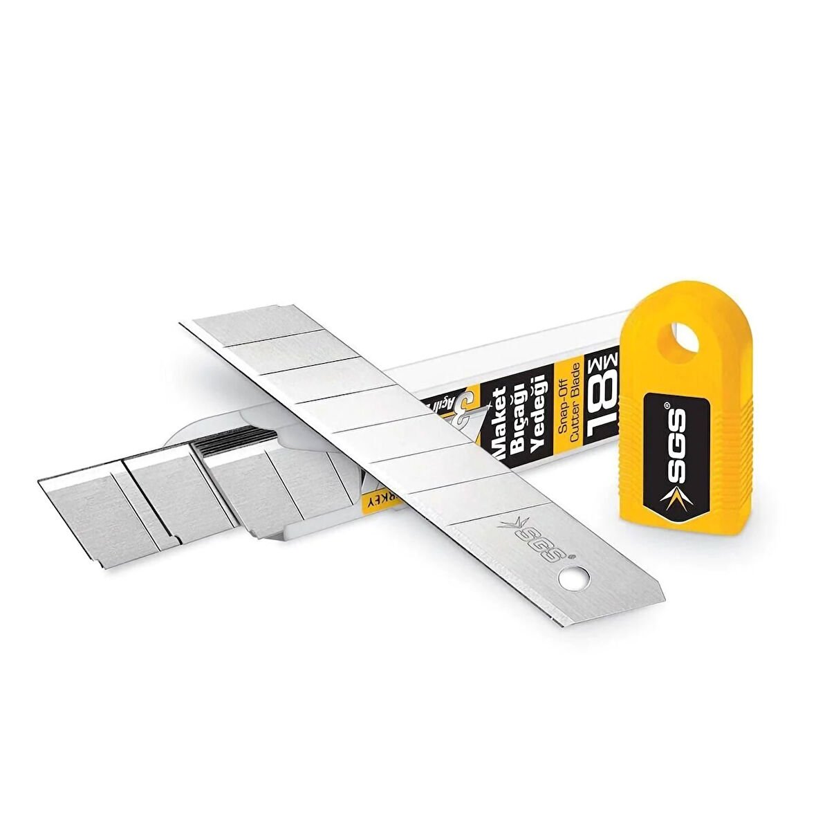 SGS 164 Geniş Maket Bıçağı Yedeği 18 mm 10’lu Yedek Bıçak Paketi - 100 Ad Yedek Uç