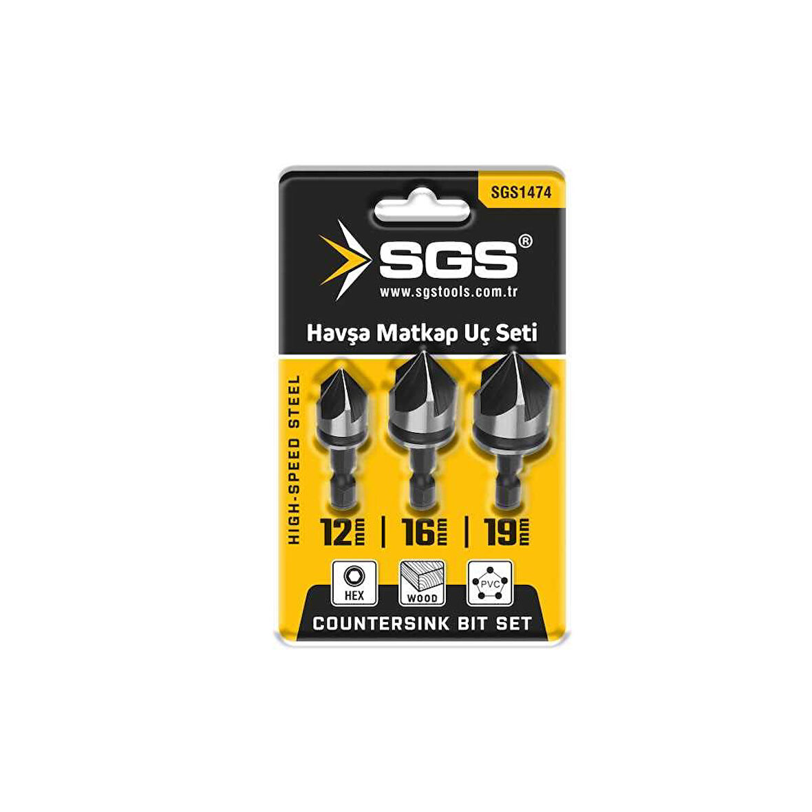 SGS 1474  HAVŞA MATKAP UCU SETİ (12MM-16MM-19MM)