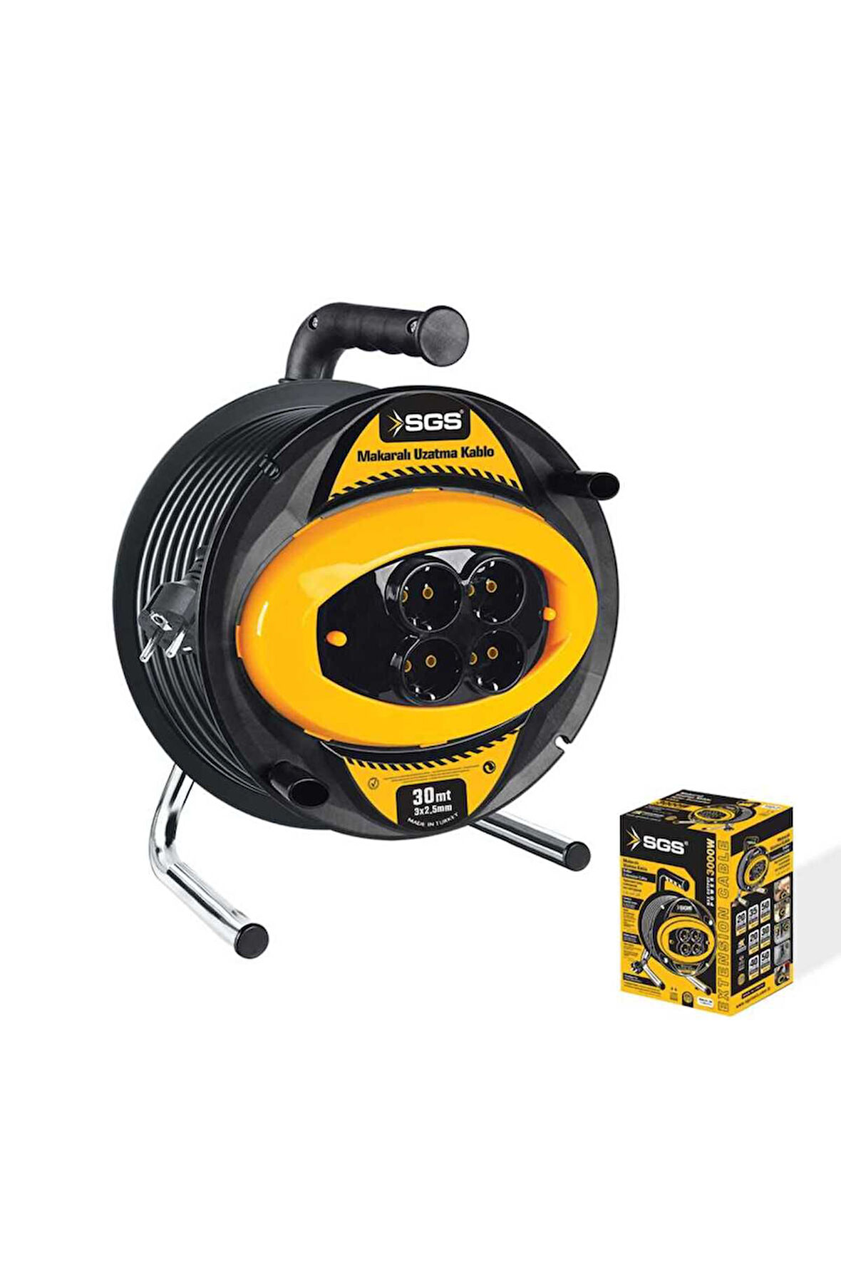 Sgs 2134 Profosyonel Makaralı Uzatma Kablosu 3x2,5 30mt