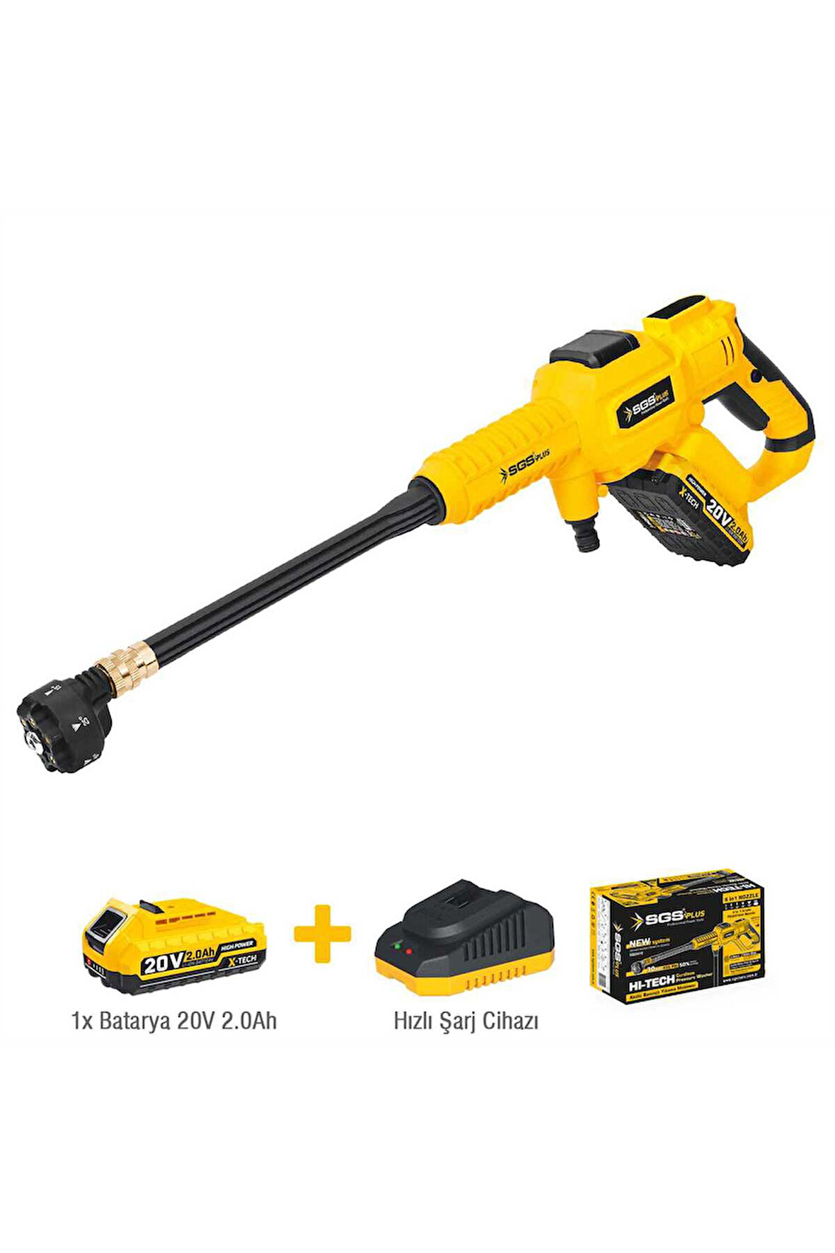 SGS Plus Akülü Basınçlı Yıkama Makinesi Seti 30 bar 435 PSI 2.0 Ah SGS-5410