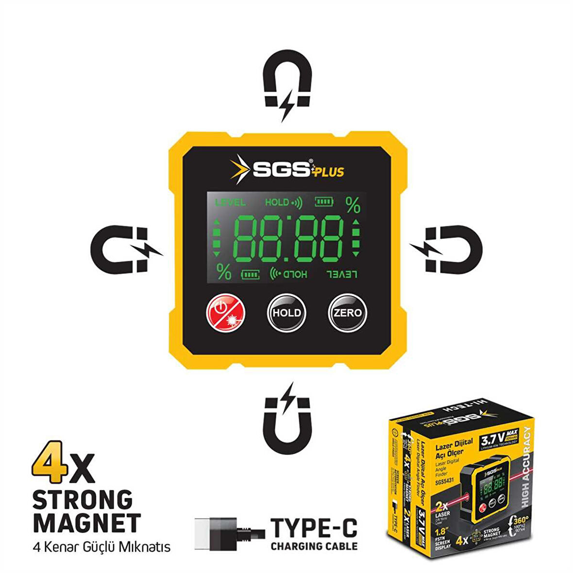 SGS 5431 LAZER DİJİTAL AÇI ÖLÇER MIKNATISLI 