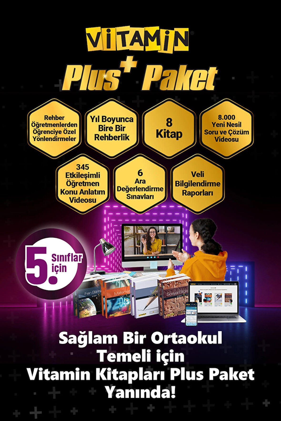 Vitamin 5. Sınıf Plus Kitap ve Dijital Eğitim Seti MEB Uyumlu Rehberlik Destekli Eksik Tamamlama