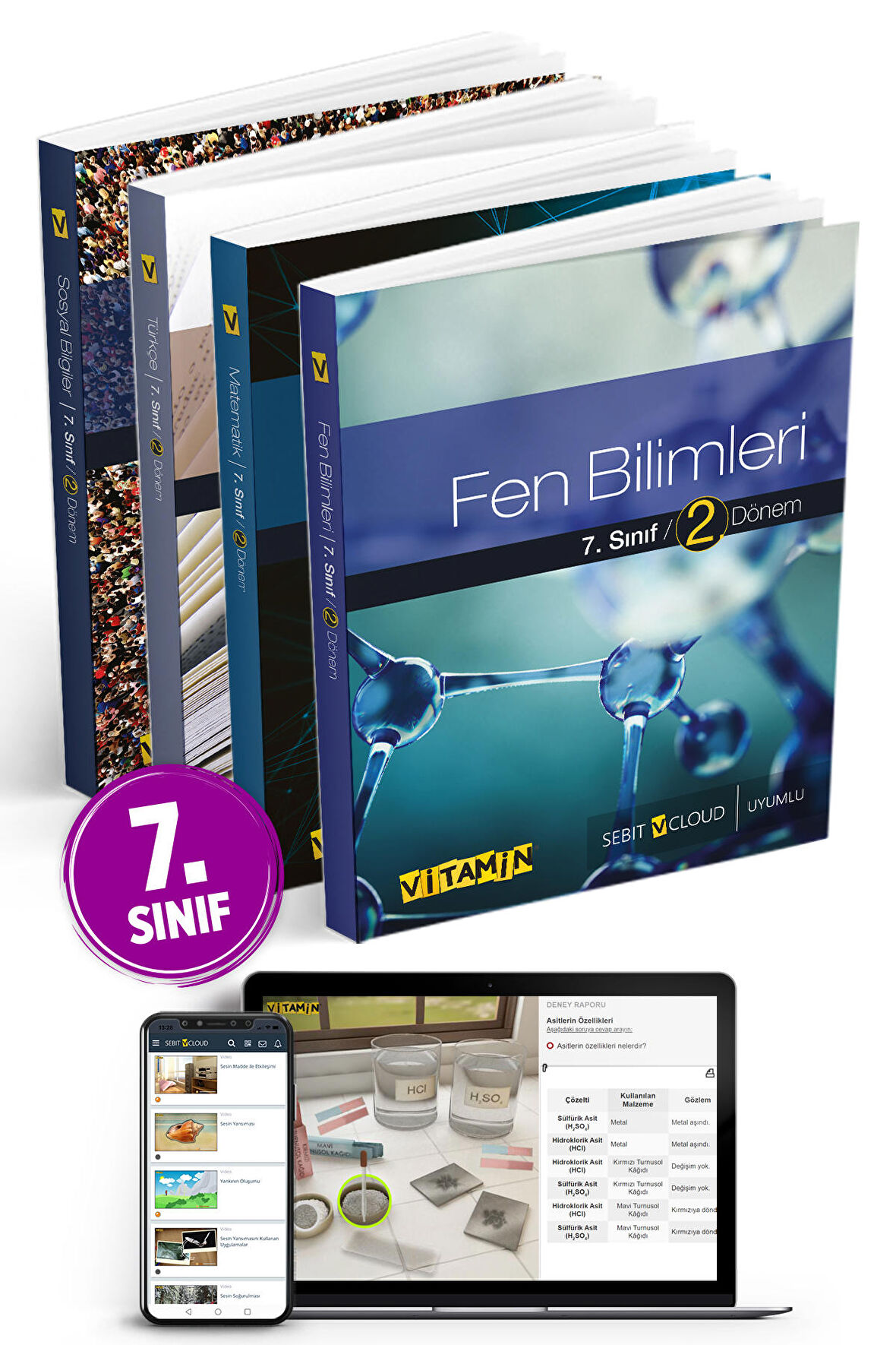 7. Sınıf 2. Dönem Tüm Dersler Kitap Seti- Ders ve Yardımcı Kitaplar (4 Kitap) + Dijital Ürün