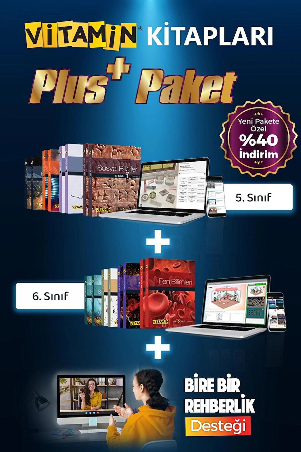 Rehberlik Destekli 5 + 6.Sınıf Plus Paket 16 Kitap+Dijital