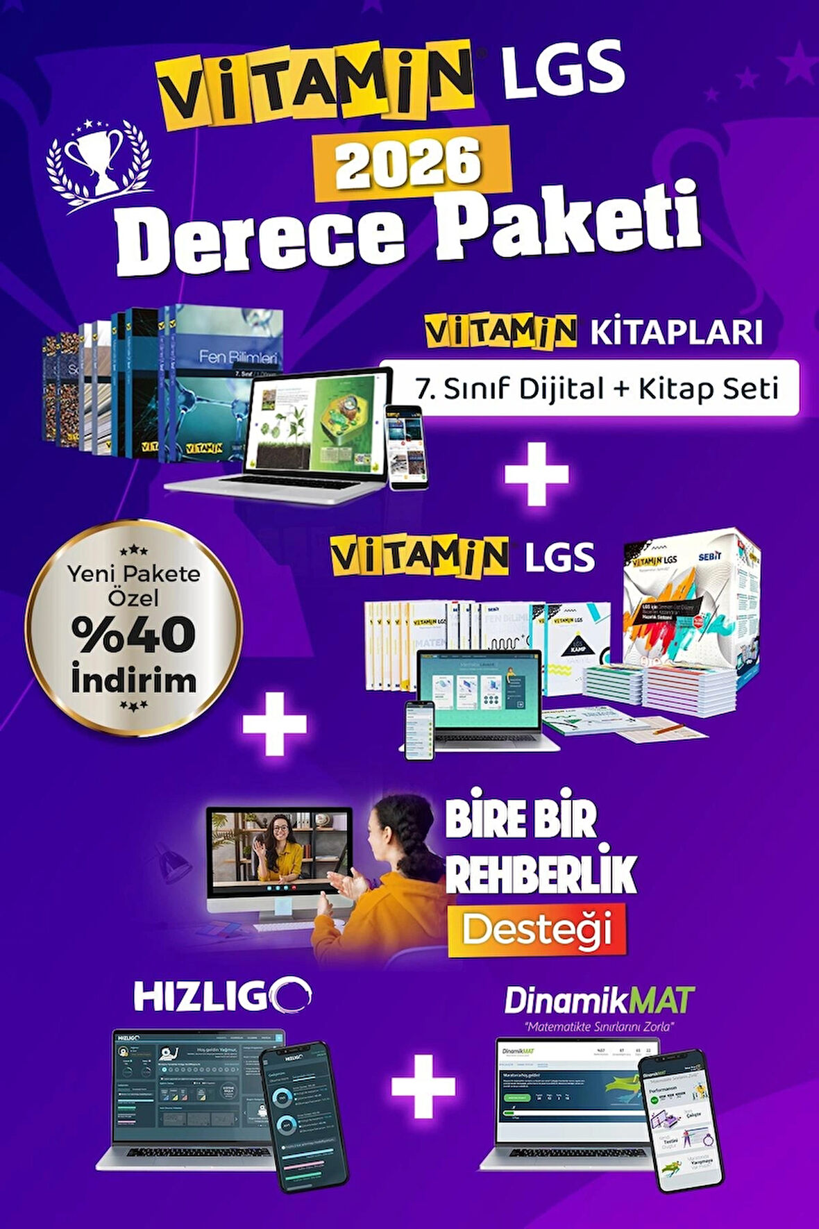 Rehberlik Destekli Vitamin LGS 2026 Derece Paketi 36 Kitap+Dijital