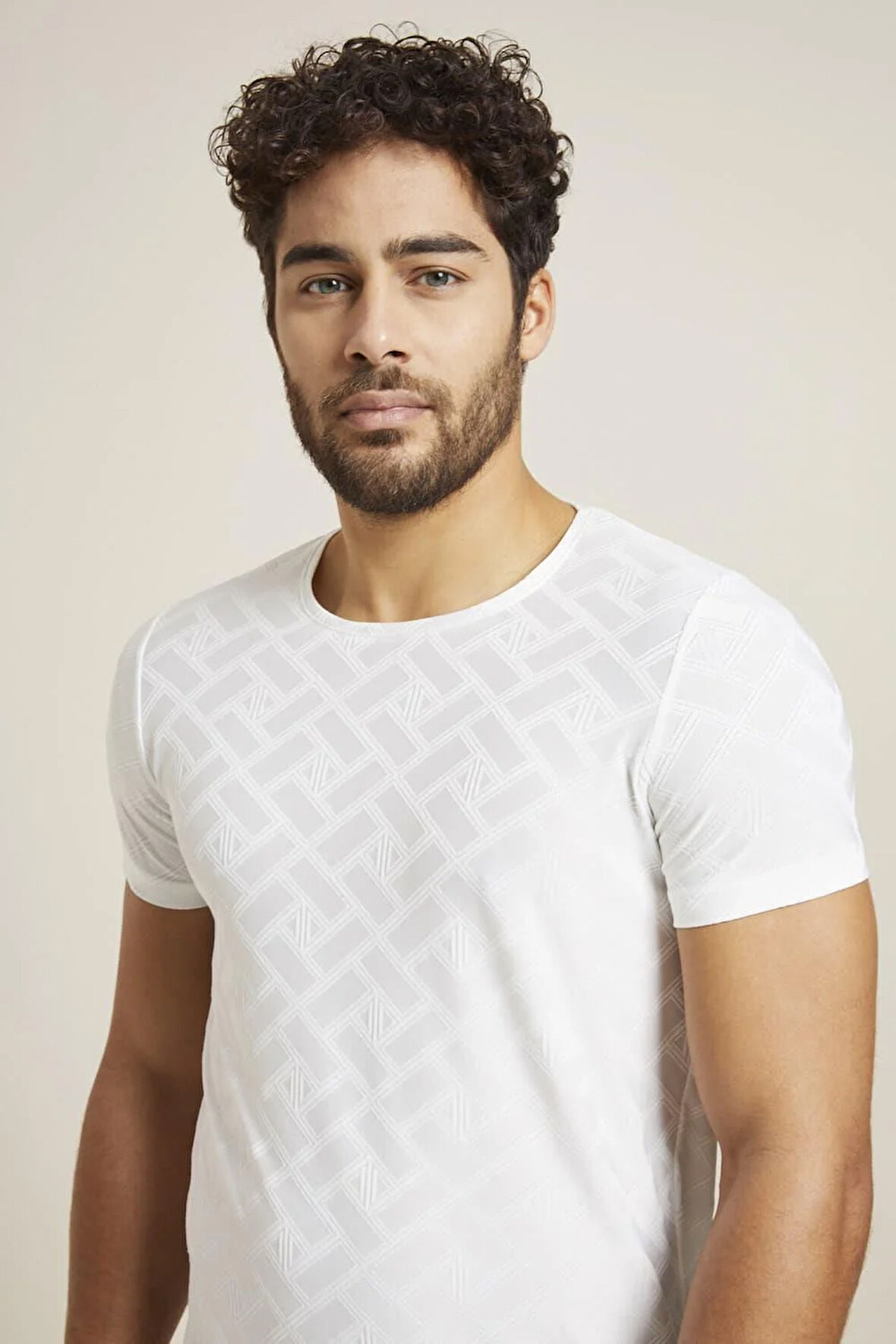 TS 769 Slim Fit Beyaz Spor T-Shirt