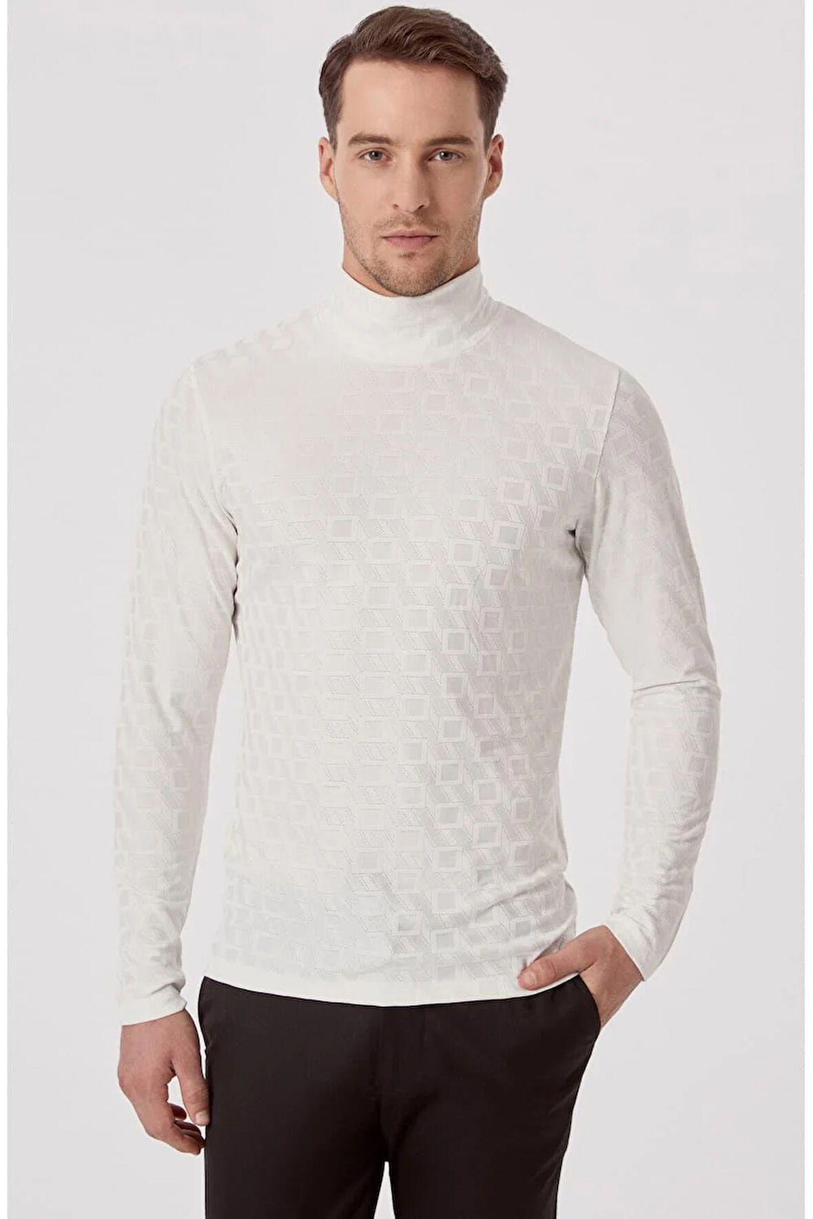 TS 774 Slim Fit Ekru Spor T-Shirt